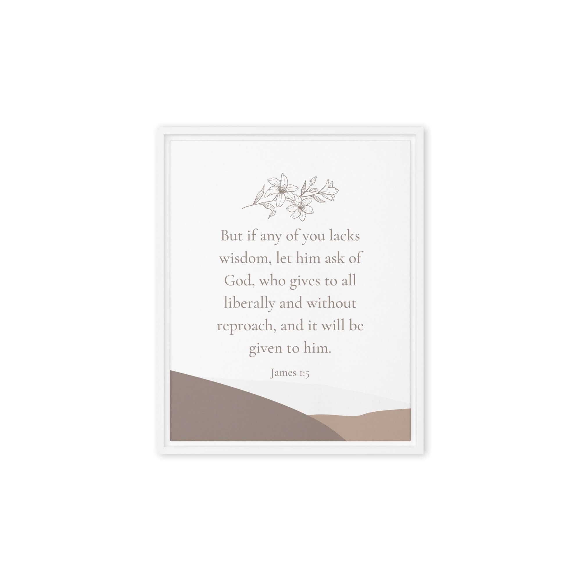 James 1:5 Bible Verse, ask of God Framed Canvas Print Wall Art White 8″×10″