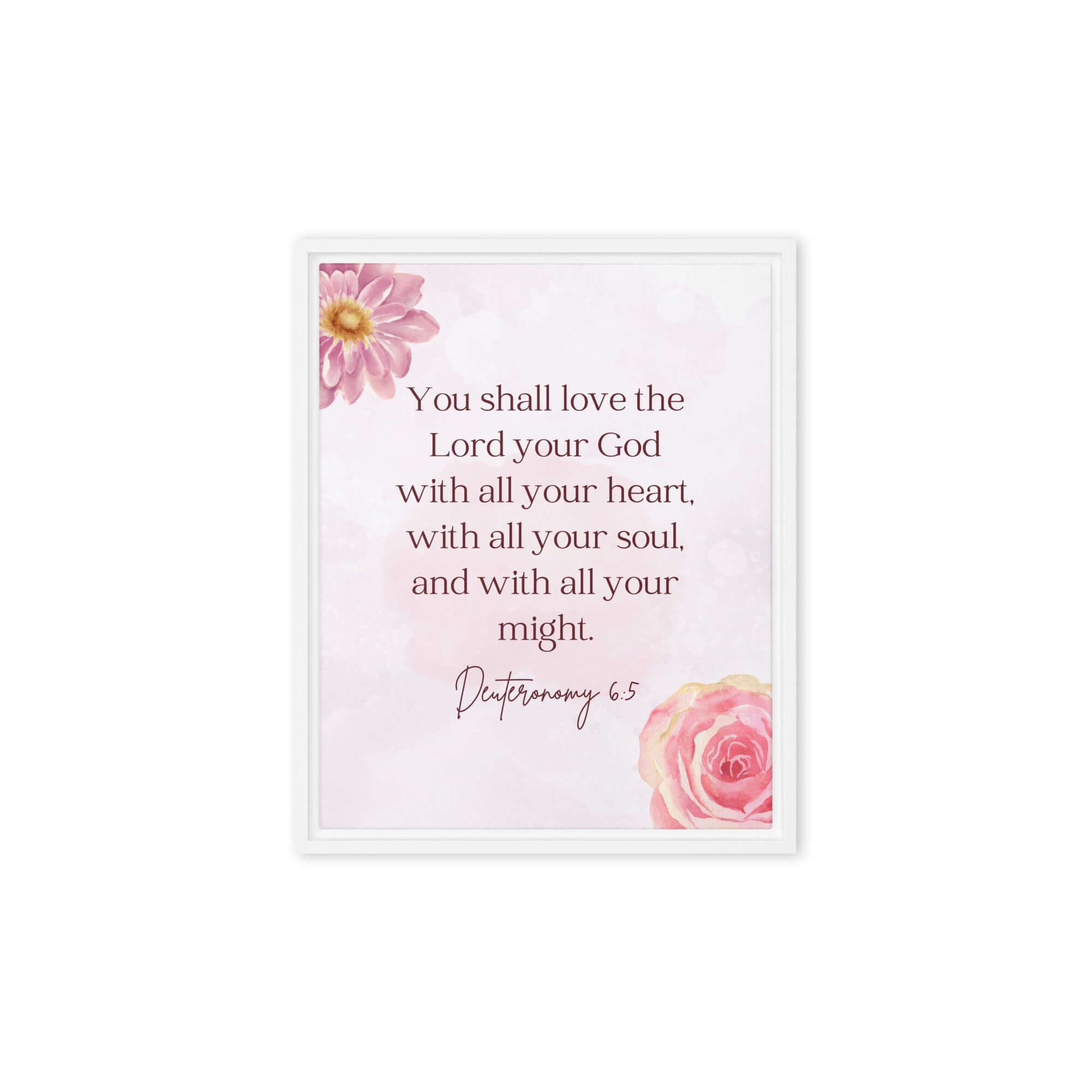 Deuteronomy 6:5 Bible Verse, the Lord Framed Canvas Print Wall Art White 8″×10″
