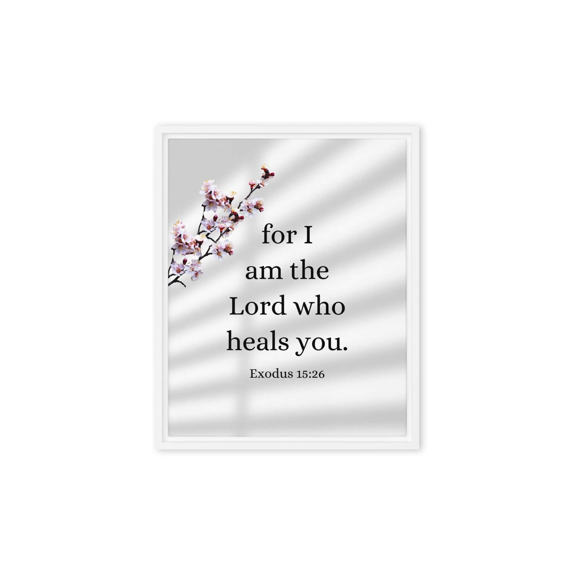 Exodus 15:26 Bible Verse, diligently listen Framed Canvas Print Wall Art White 8″×10″