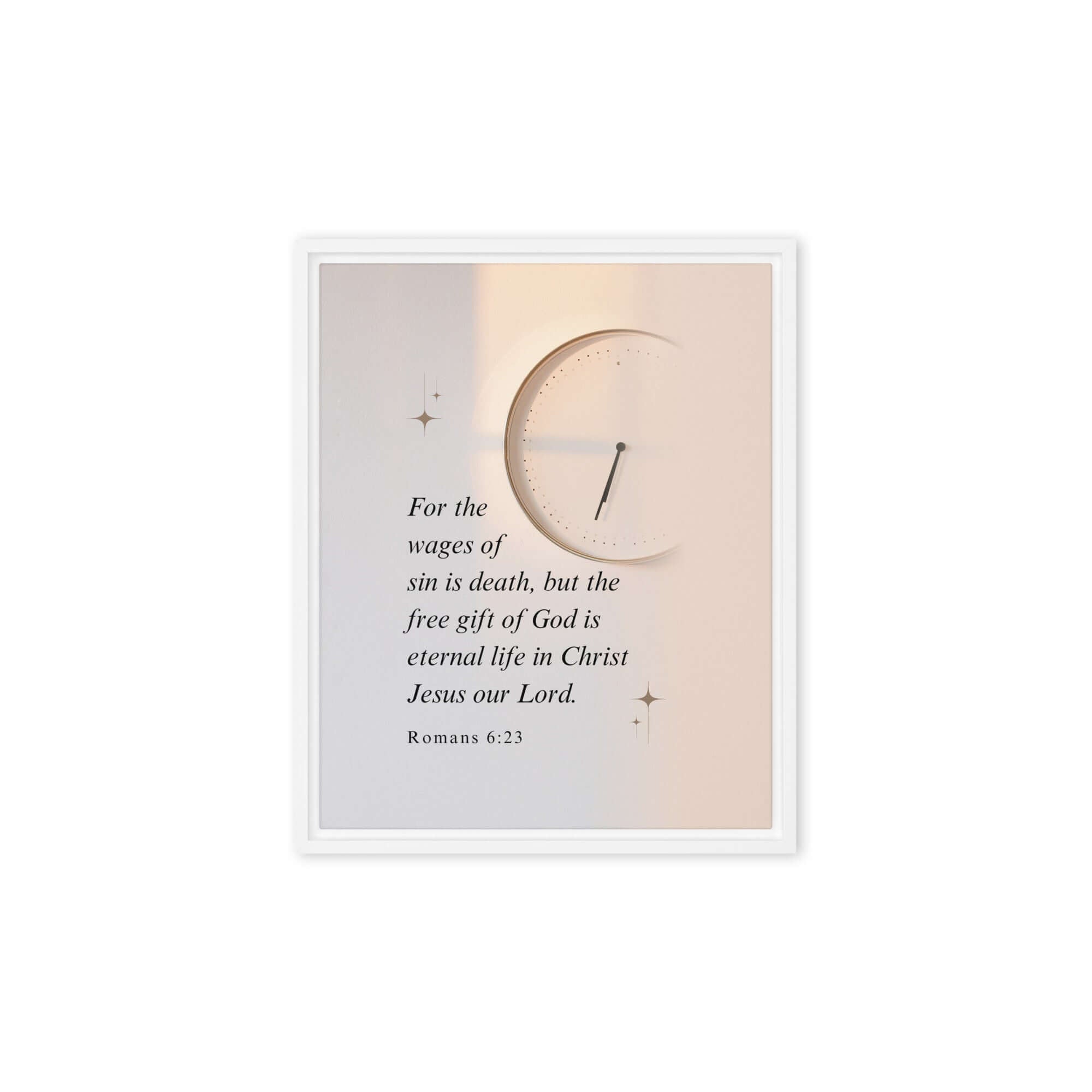 Romans 6:23 Bible Verse, our Lord Framed Canvas Print Wall Art White 8″×10″