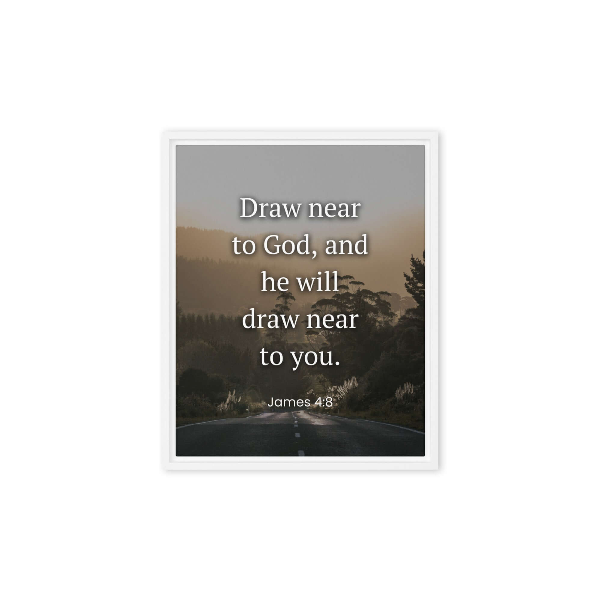 James 4:8 Bible Verse, Cleanse your Framed Canvas Print Wall Art White 8″×10″
