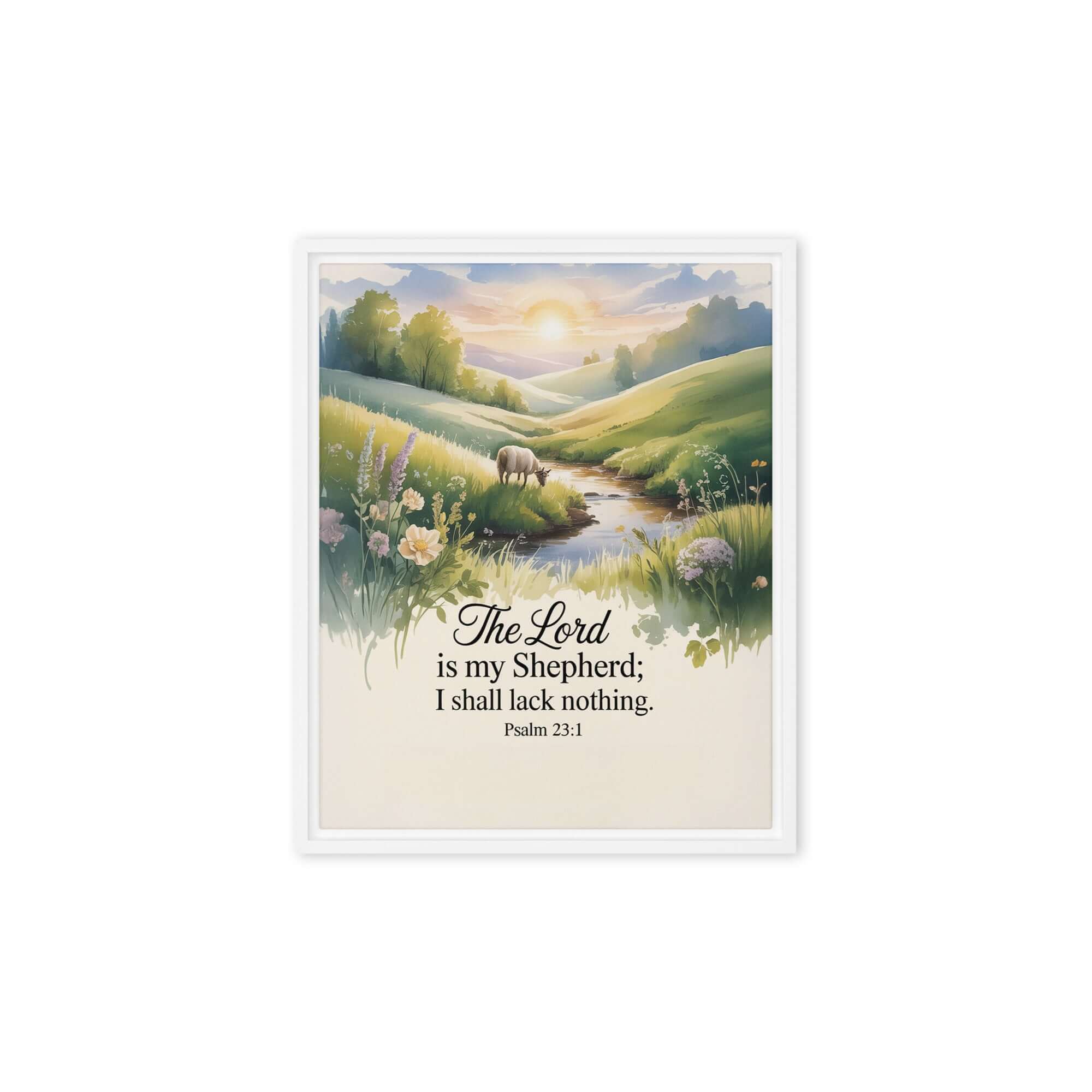 Psalm 23:1 Bible Verse, Lord Framed Canvas White 8″×10″