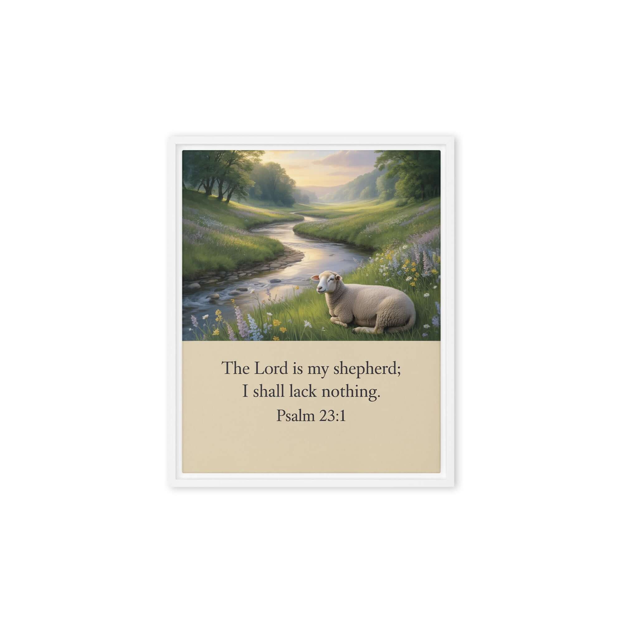 Psalm 23:1 Bible Verse, I shall Framed Canvas White 8″×10″