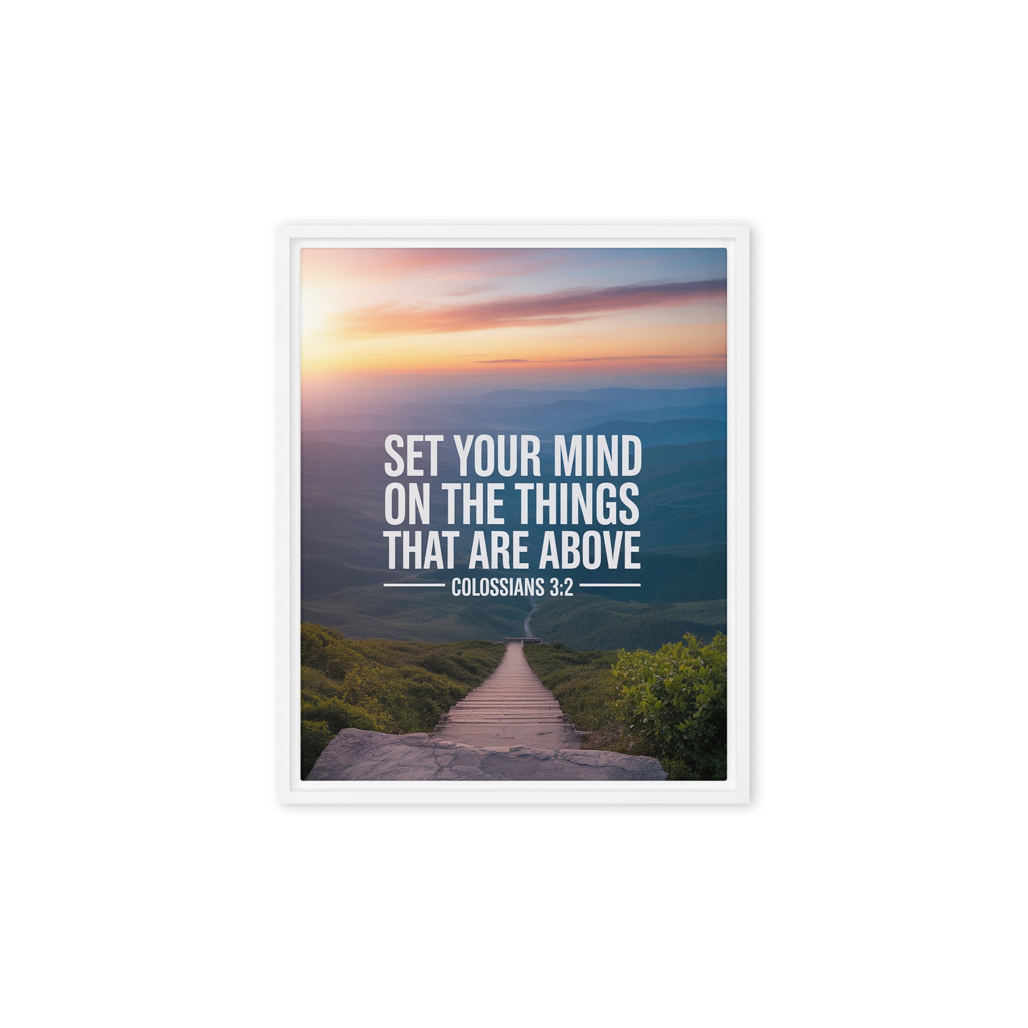 Colossians 3:2 Bible Verse your mind Framed Canvas White 8″×10″