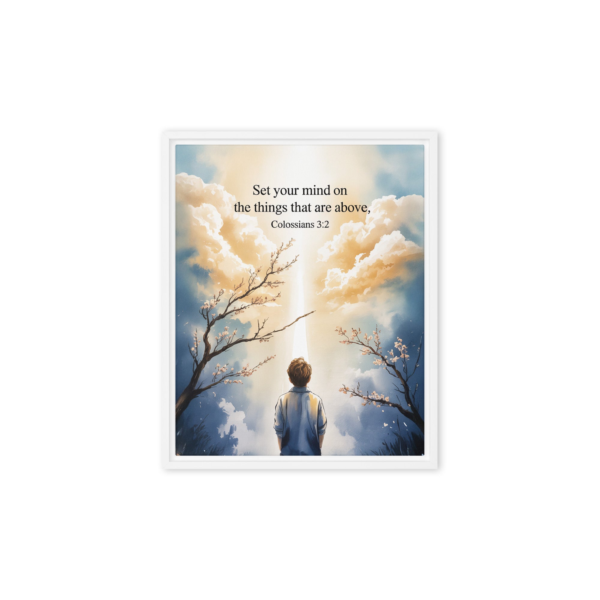 Colossians 3:2 Bible Verse the things Framed Canvas White 8″×10″