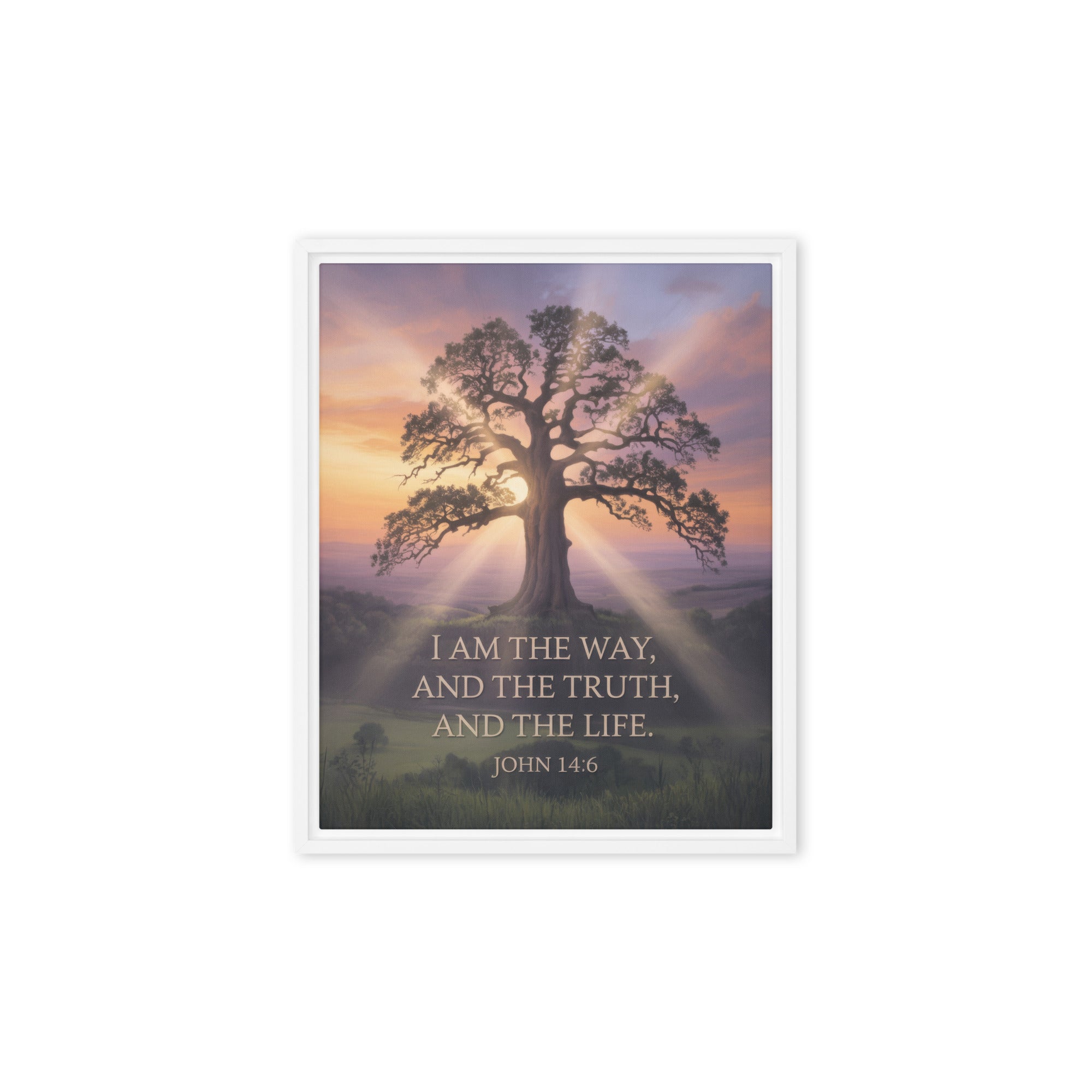 John 14:6 Bible Verse Jesus said Framed Canvas White 8″×10″