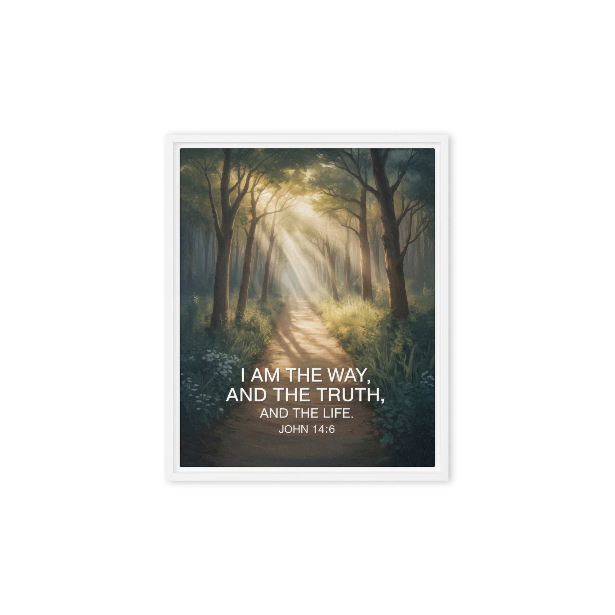 John 14:6 Bible Verse I Am Framed Canvas White 8″×10″