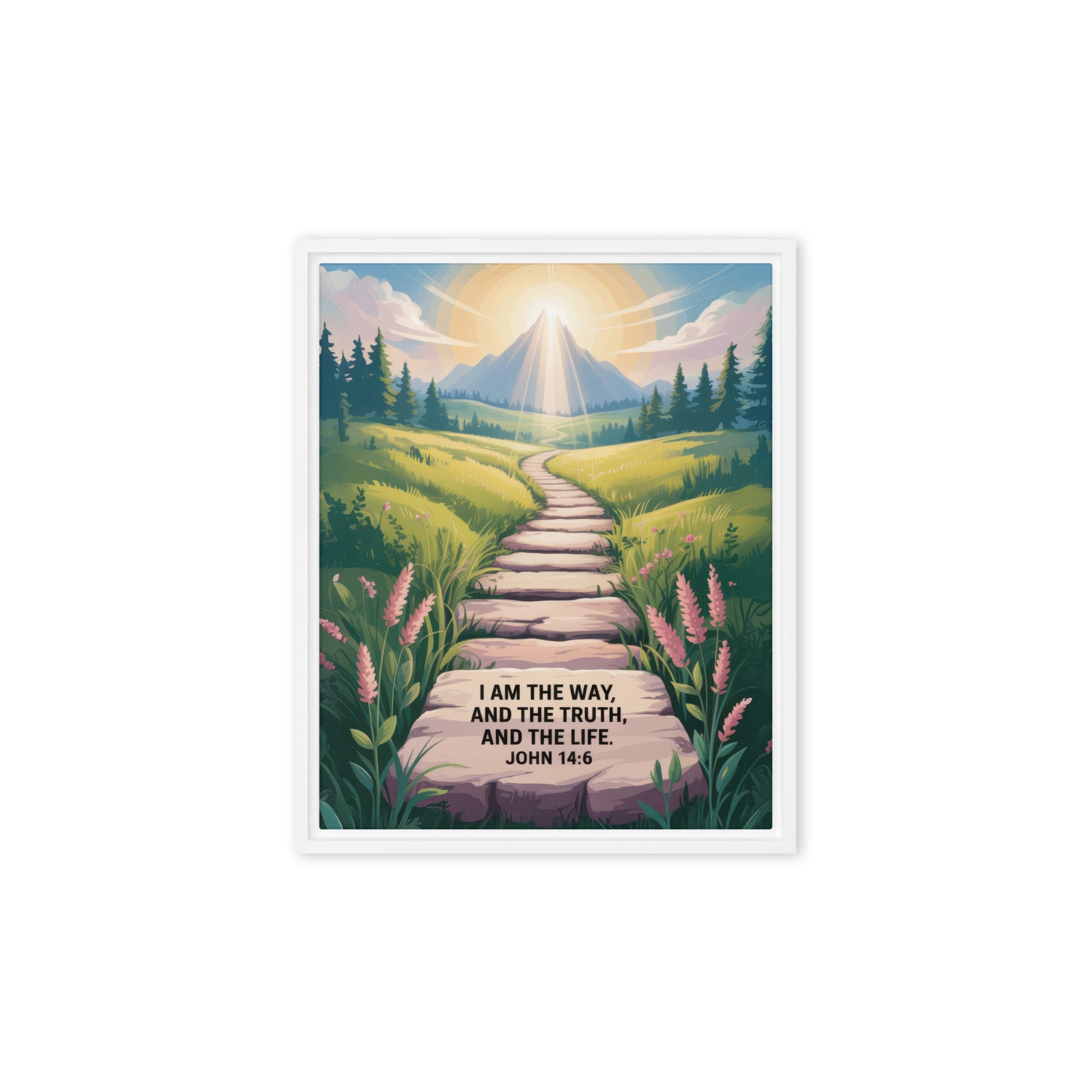 John 14:6 Bible Verse The Truth Framed Canvas White 8″×10″