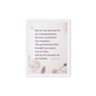 Isaiah 53:5 Bible Verse, by his wounds Framed Canvas Print Wall Art White 9″×12″