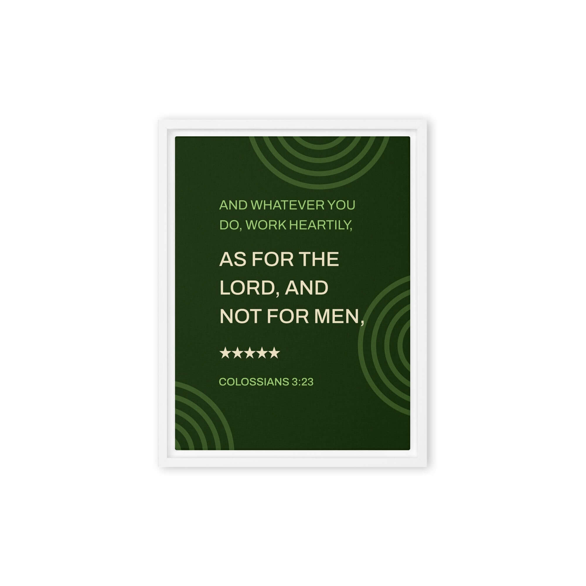 Colossians 3:23 Bible Verse, not for men Framed Canvas Print Wall Art White 9″×12″