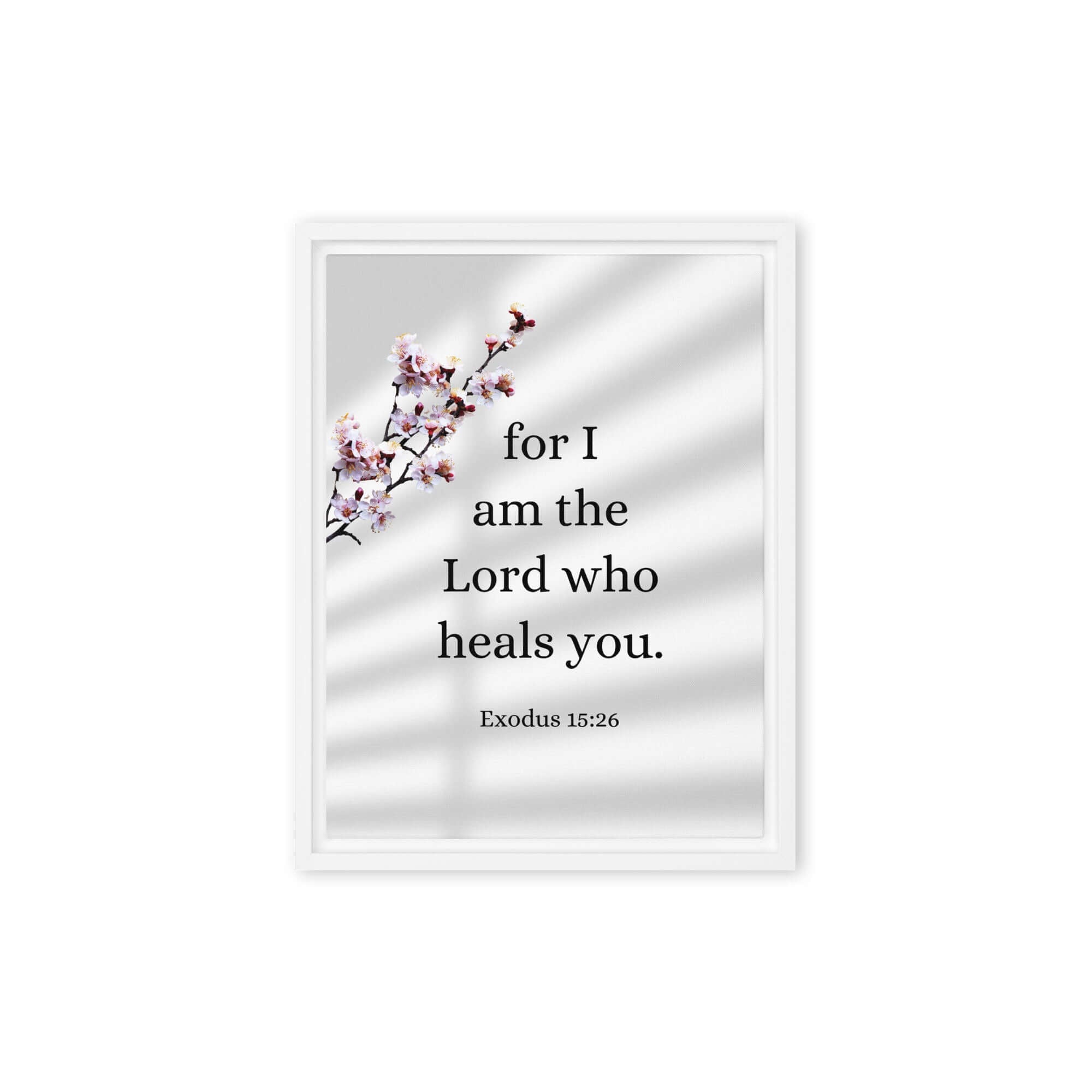 Exodus 15:26 Bible Verse, diligently listen Framed Canvas Print Wall Art White 9″×12″