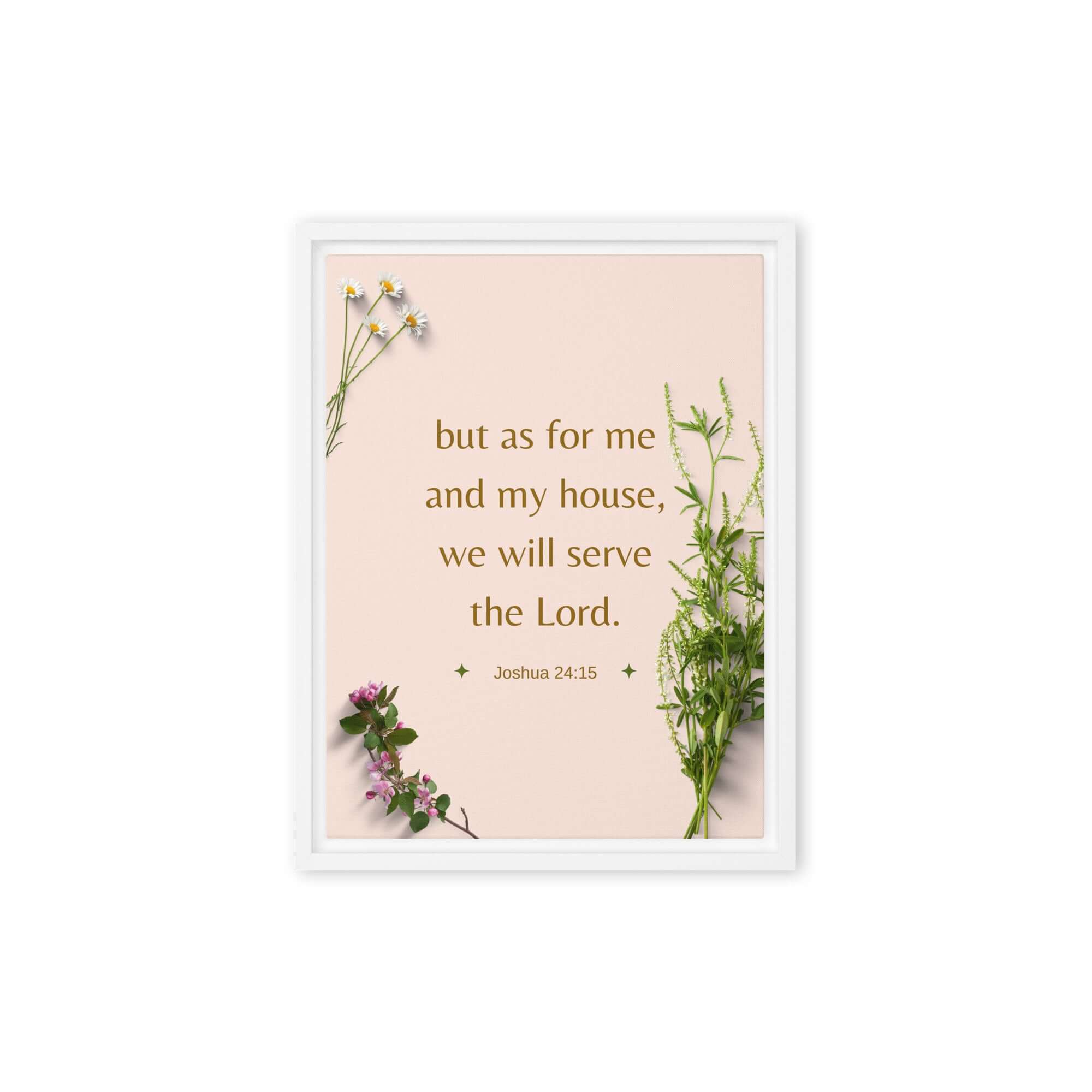 Joshua 24:15 Bible Verse, your fathers Framed Canvas Print Wall Art White 9″×12″