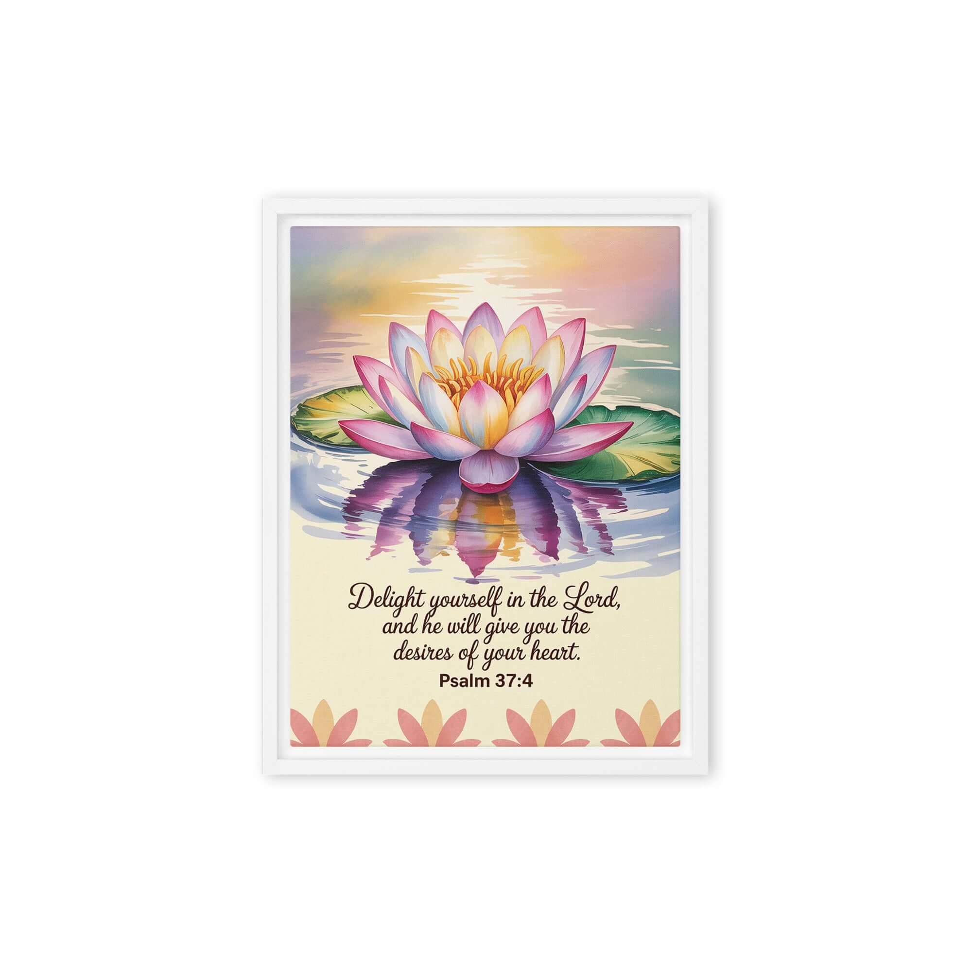 Psalm 37:4 Bible Verse, the Lord Framed Canvas White 9″×12″