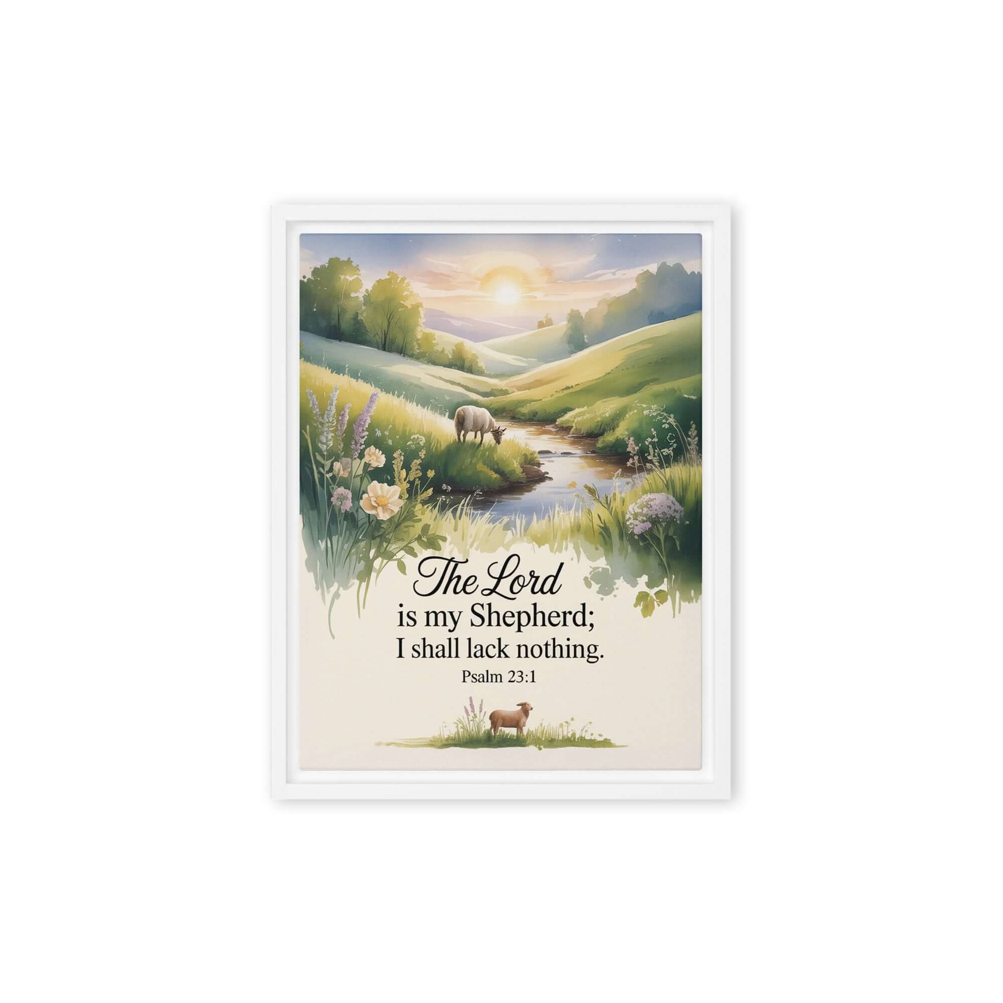 Psalm 23:1 Bible Verse, Lord Framed Canvas White 9″×12″