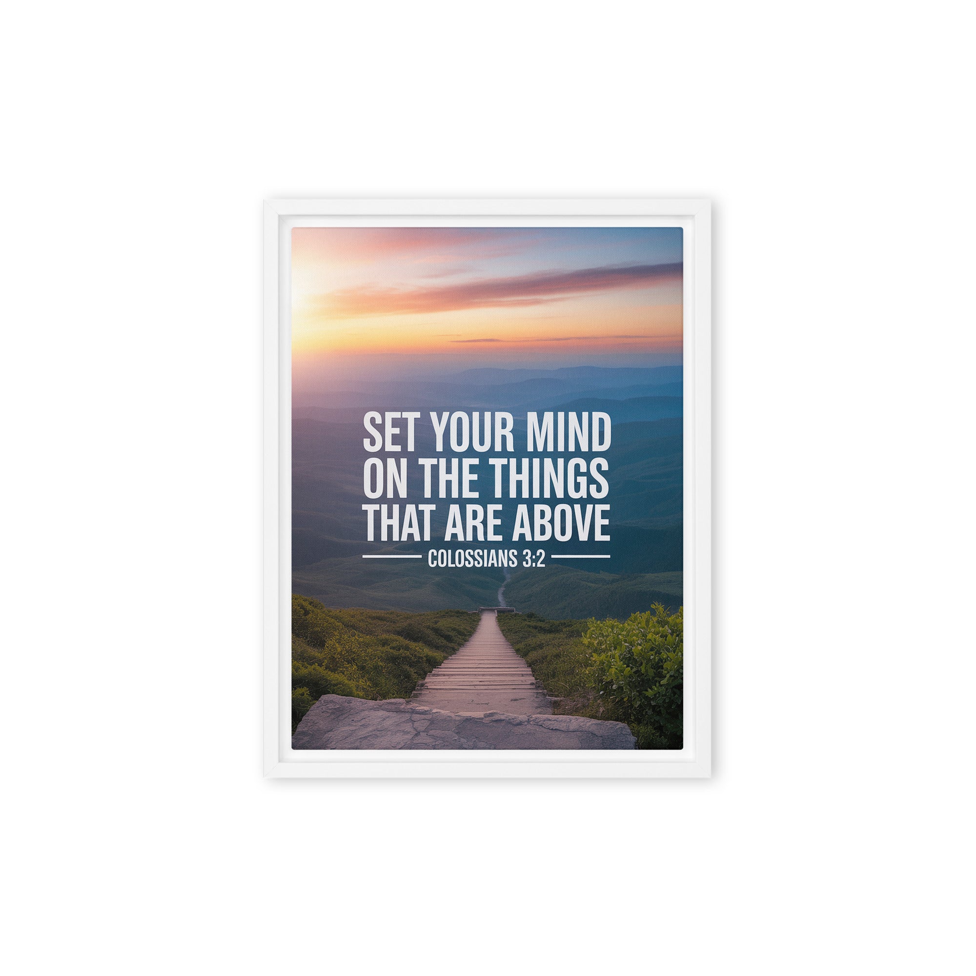 Colossians 3:2 Bible Verse your mind Framed Canvas White 9″×12″