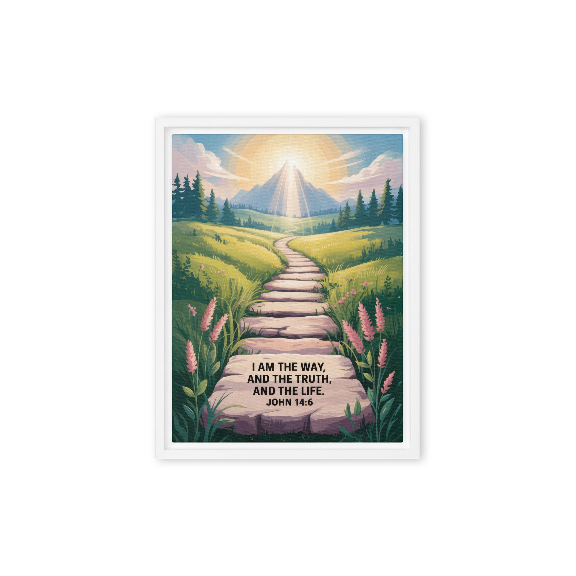 John 14:6 Bible Verse The Truth Framed Canvas White 9″×12″