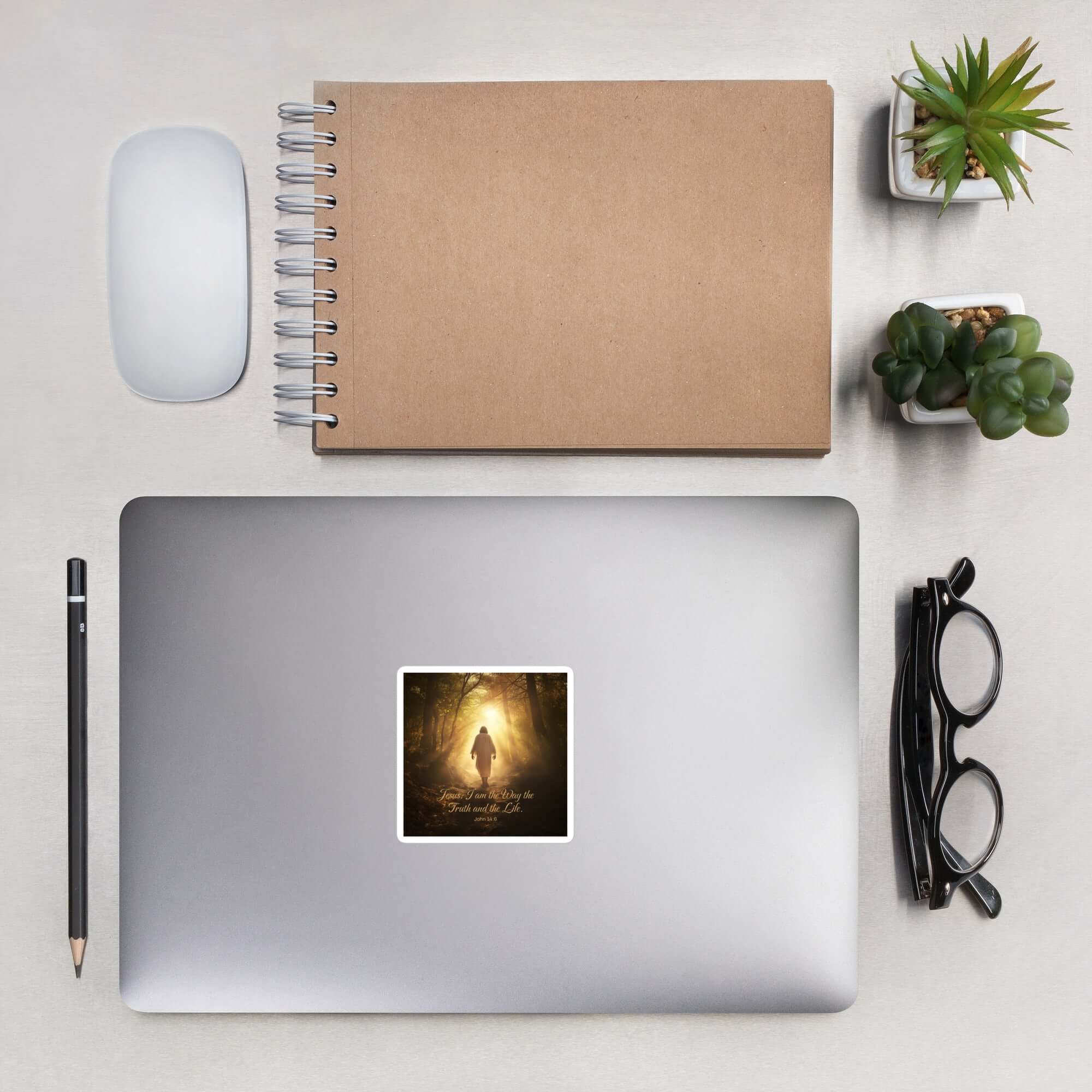 John 14:6 Bible Verse, Forest Image Kiss-Cut Sticker Stationery 3″×3″