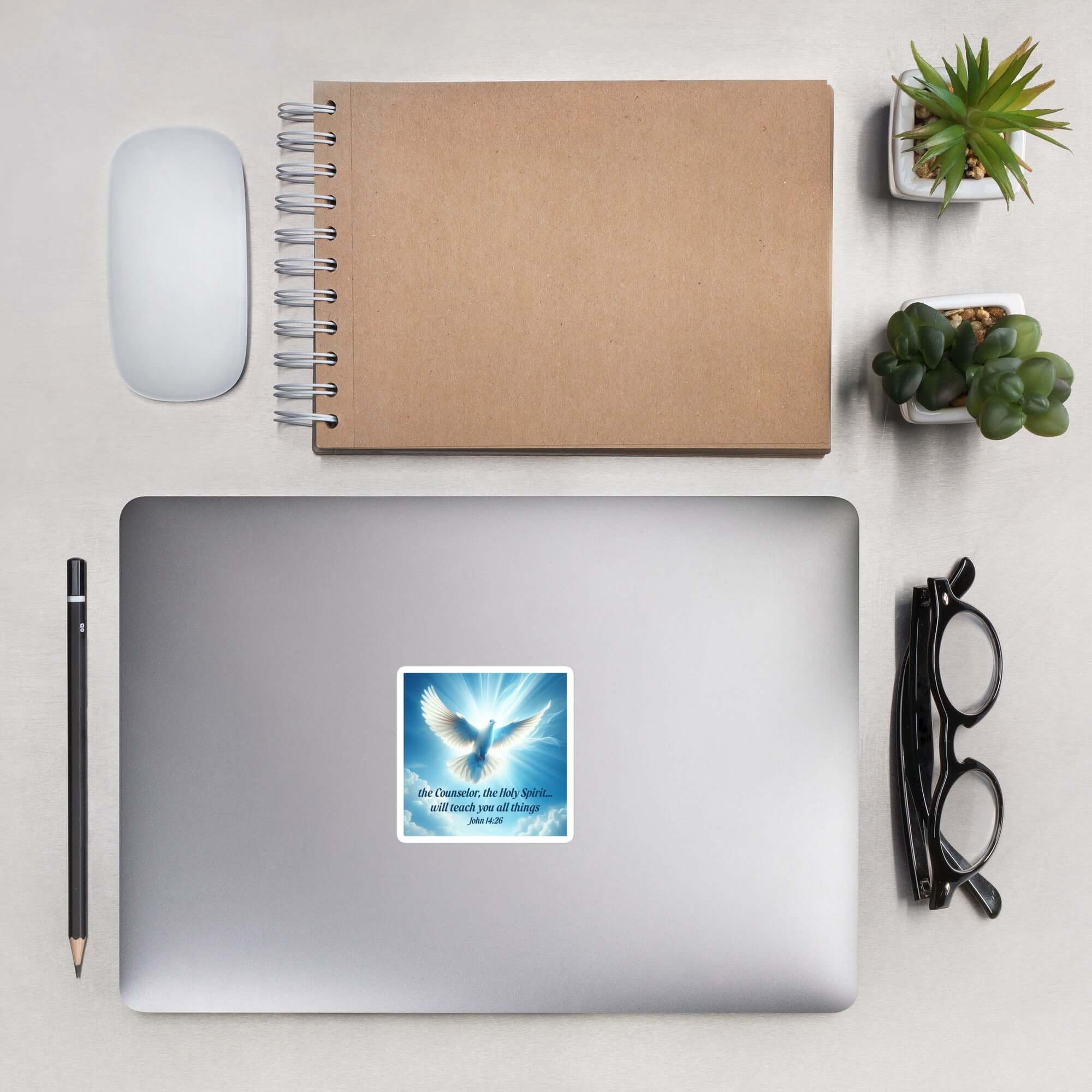 John 14:26 Bible Verse, Holy Spirit Dove Kiss-Cut Sticker Stationery 3″×3″