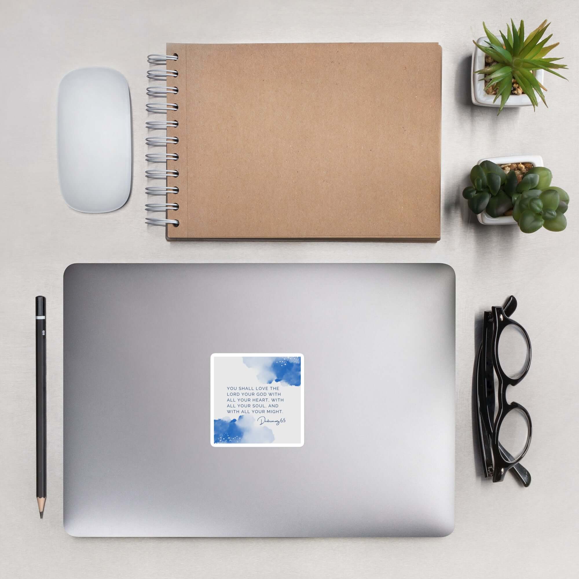 Deuteronomy 6:5 Bible Verse, your God Kiss-Cut Sticker Stationery 3″×3″