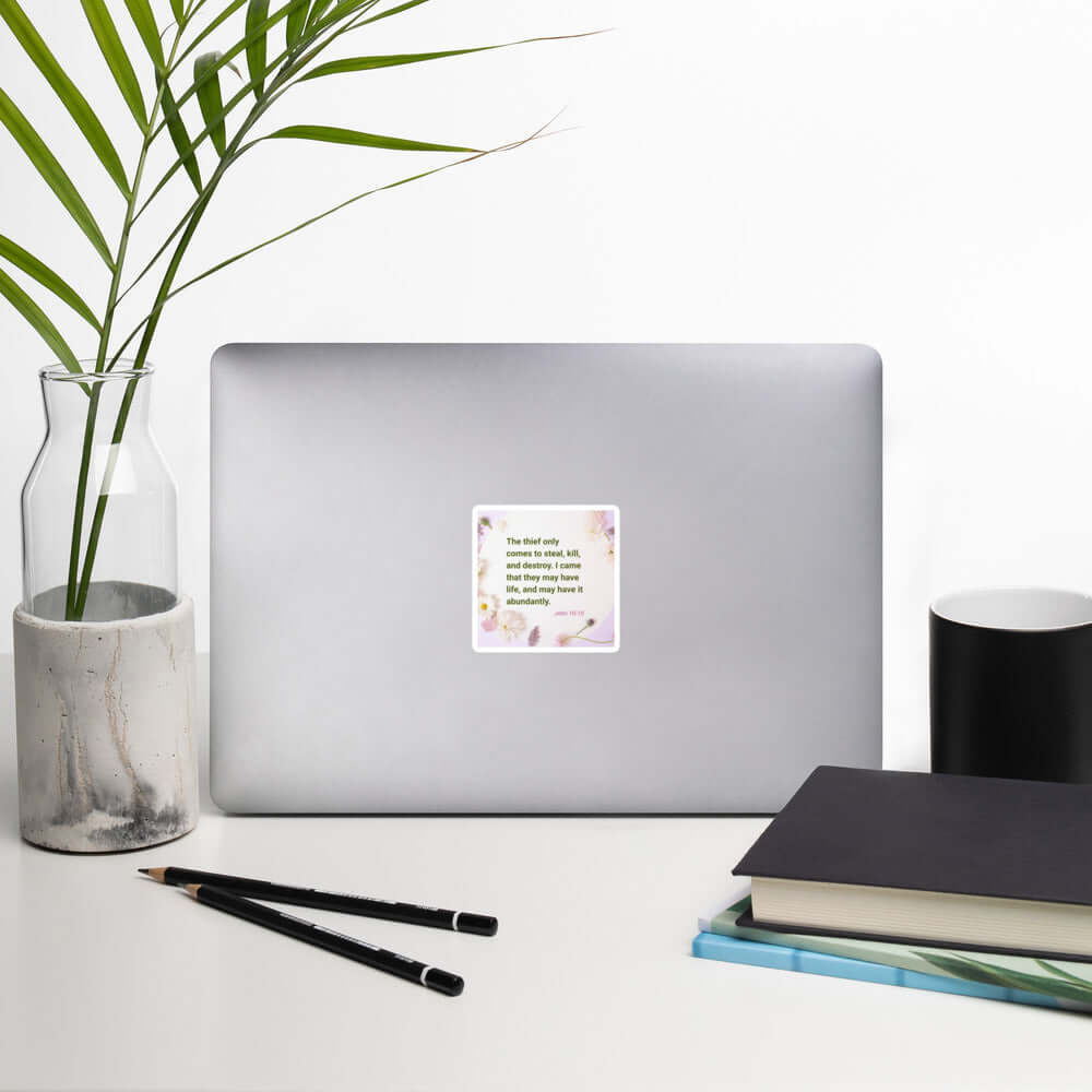 John 10:10 Bible Verse, Abundant Life Kiss-Cut Sticker Stationery