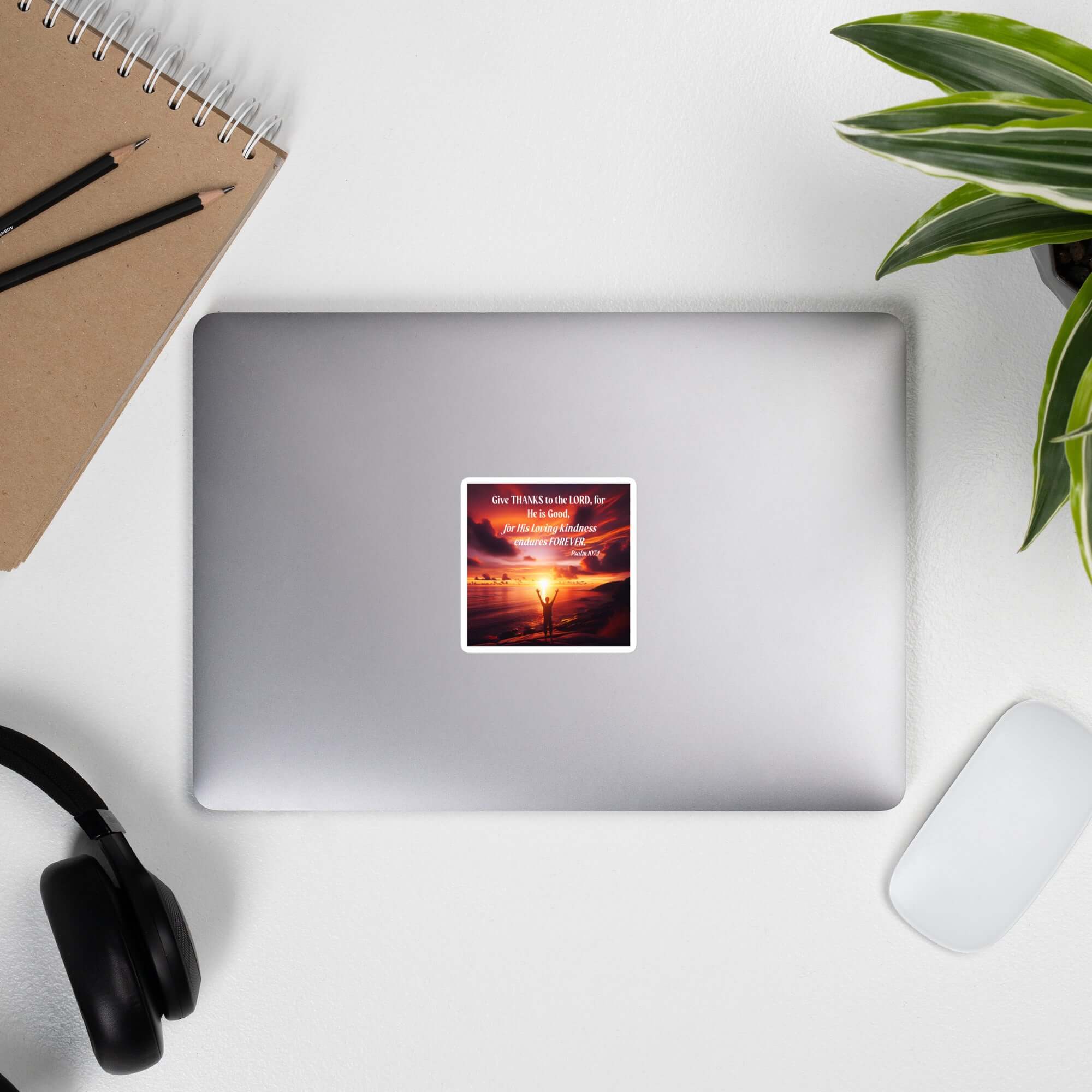 Psalm 107:1 Bible Verse, Give Thanks to the Lord Kiss-Cut Sticker Stationery