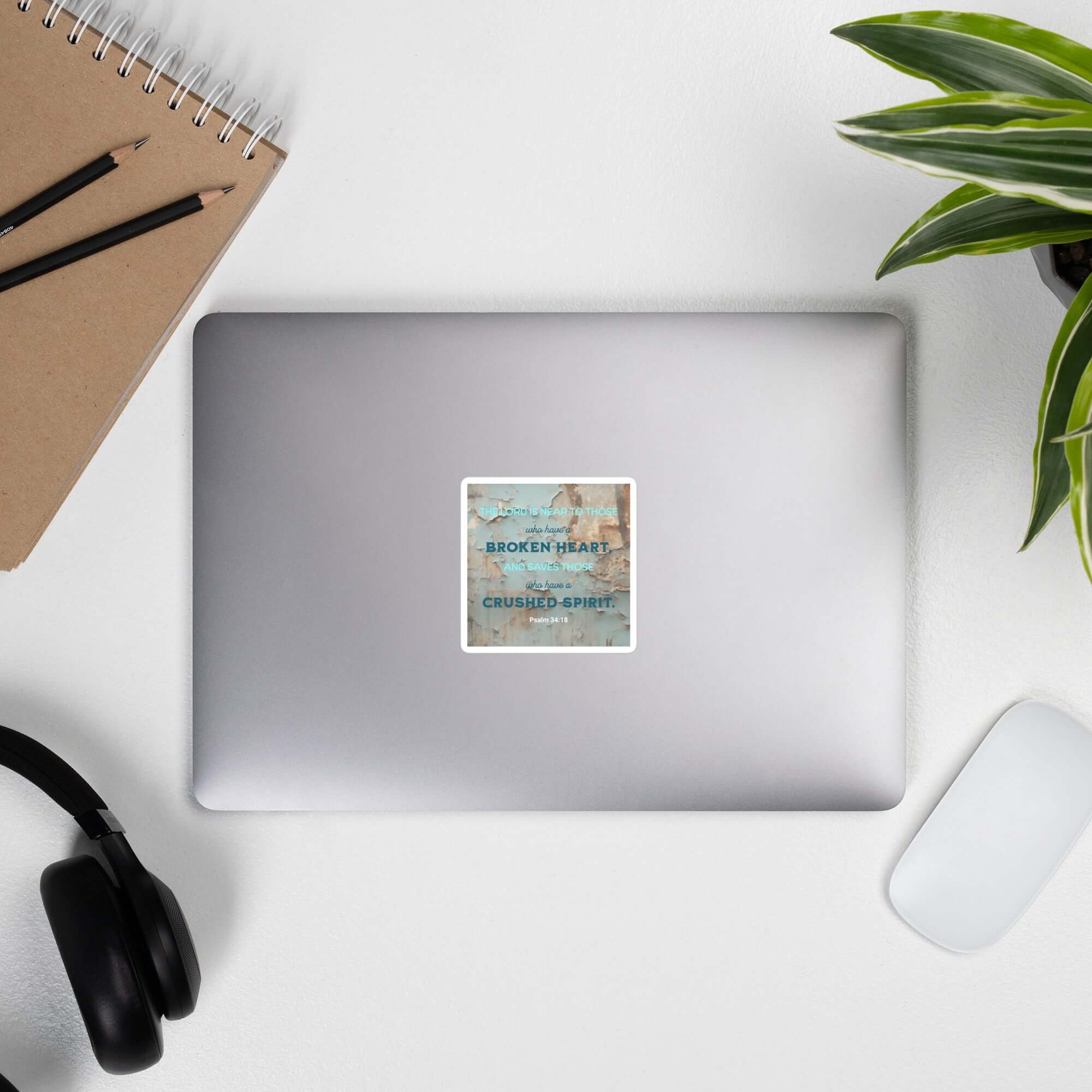Psalm 34:18 Bible Verse, The LORD is Near Kiss-Cut Sticker Stationery