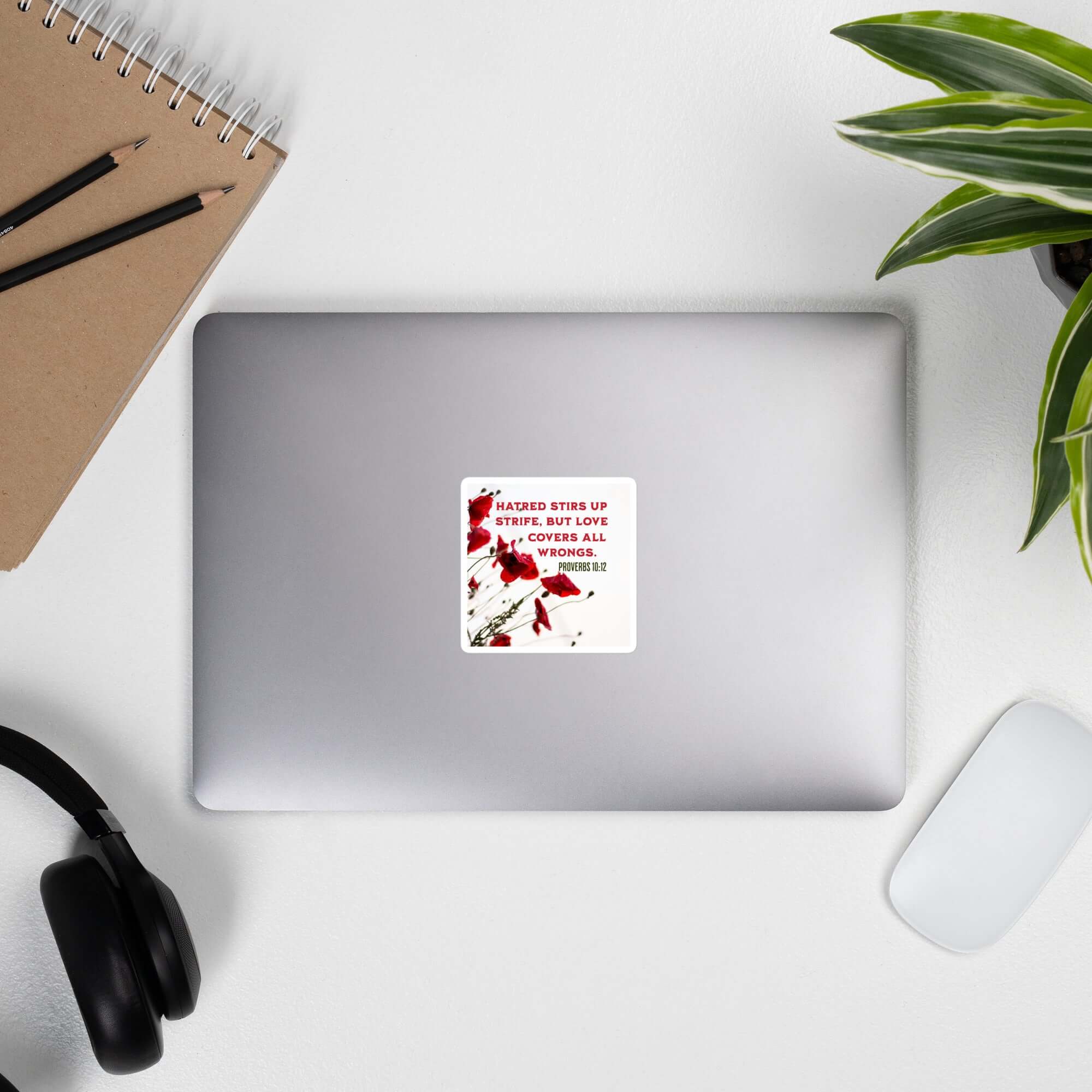 Proverbs 10:12 Bible Verse, Love Covers All Kiss-Cut Sticker Stationery