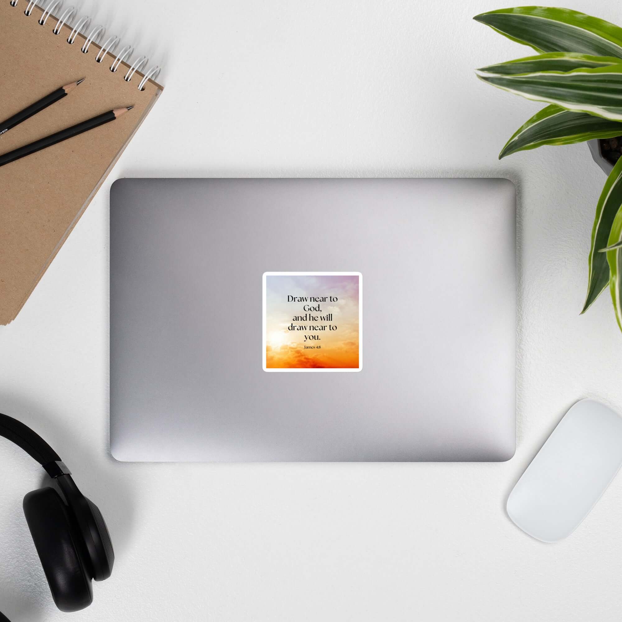 James 4:8 Bible Verse, he will draw Kiss-Cut Sticker Stationery