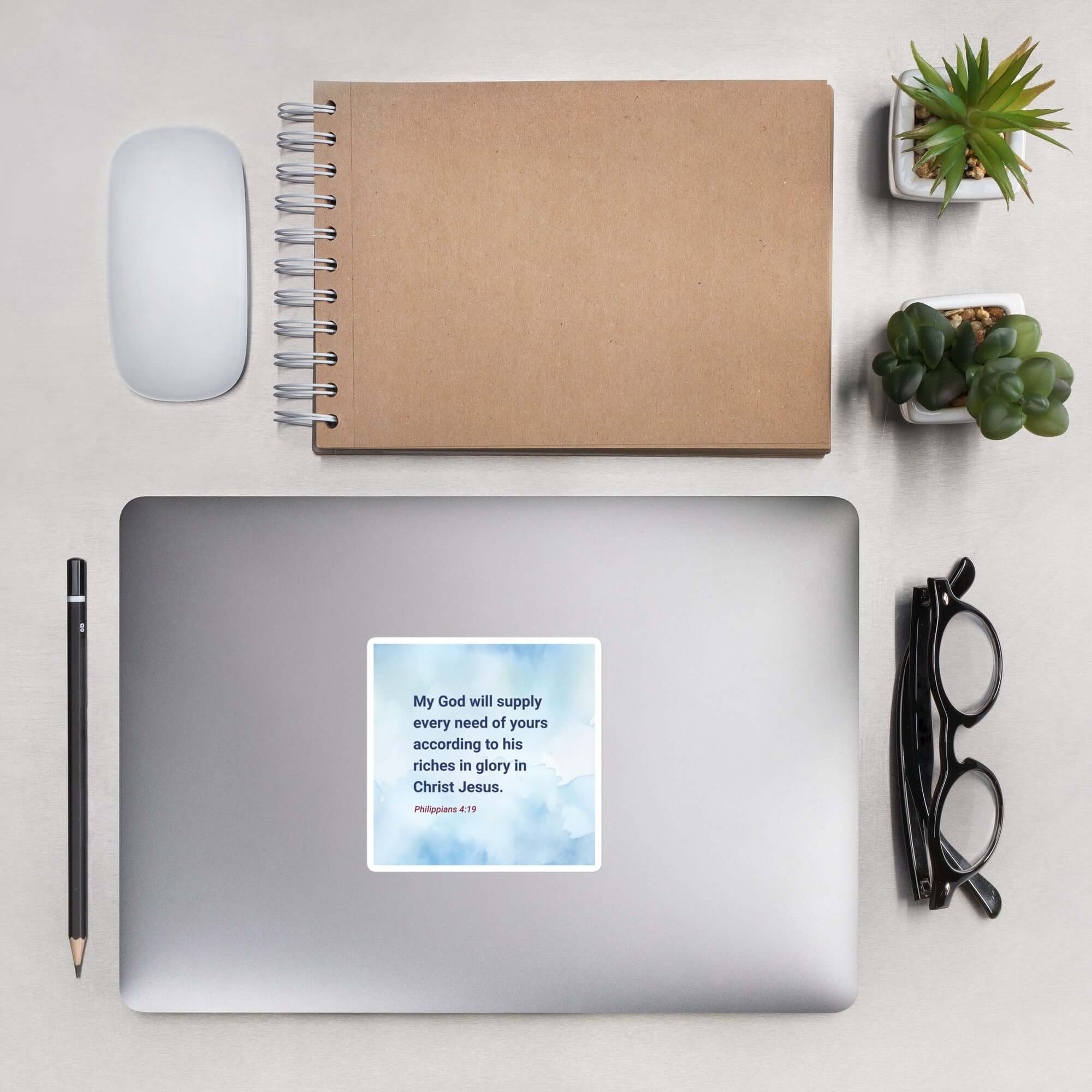Philippians 4:19 Bible Verse, God will supply Kiss-Cut Sticker Stationery 4″×4″