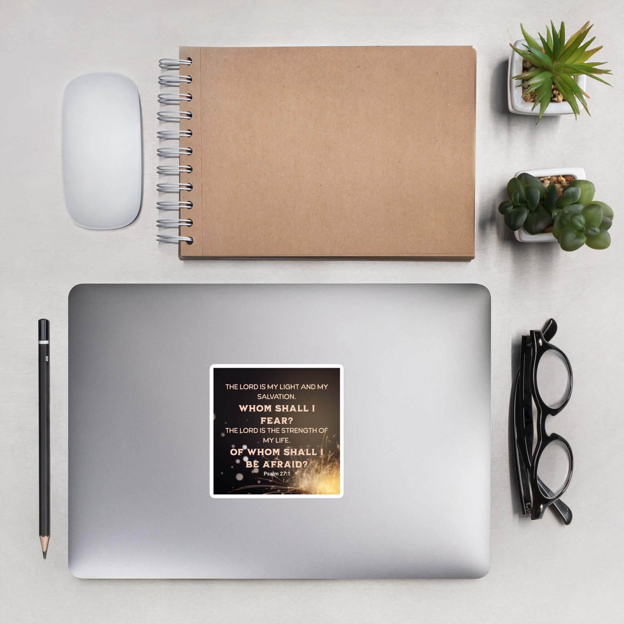 Psalm 27:1 Bible Verse, The LORD is My Light Kiss-Cut Stickers Stationery 4″×4″