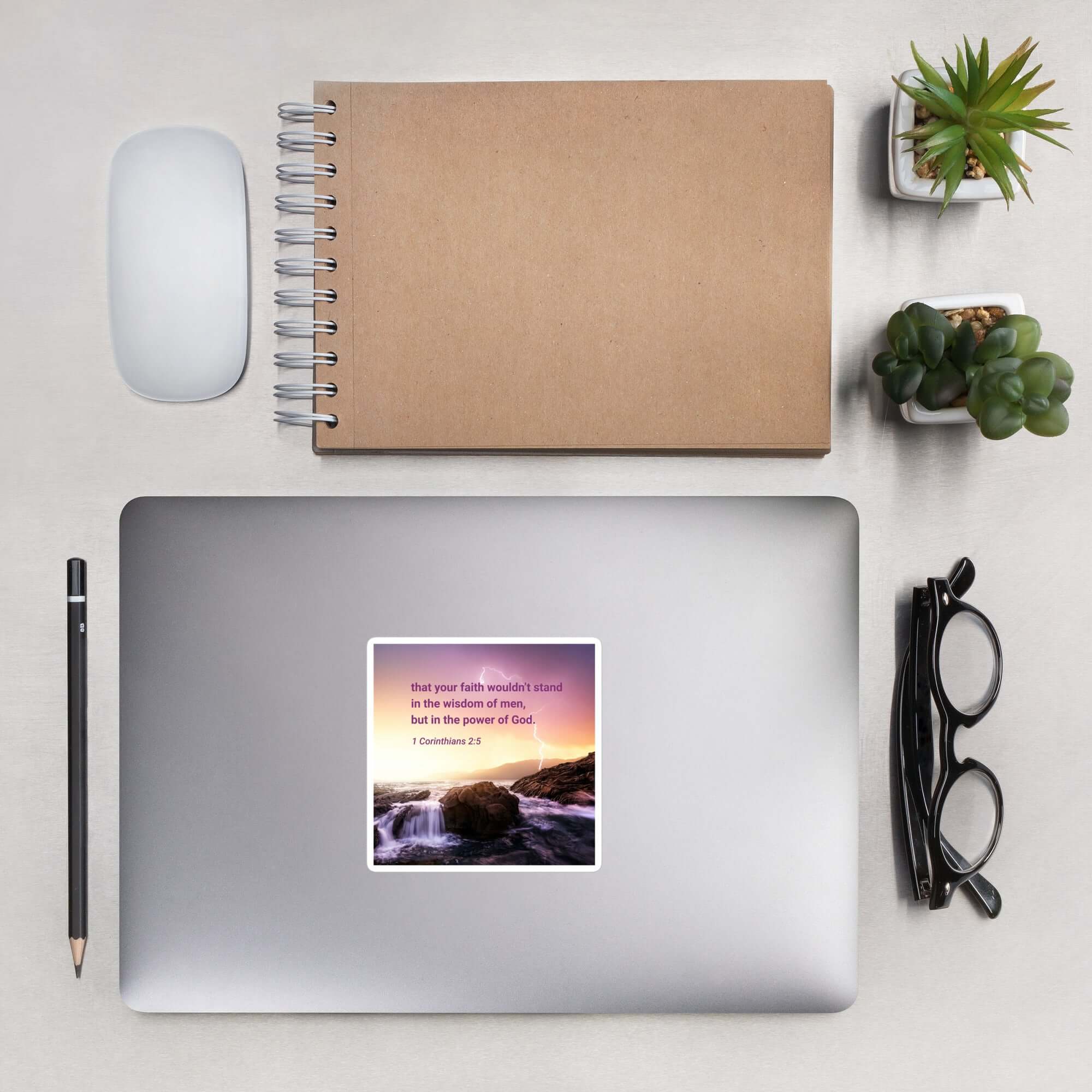 1 Corinthians 2:5 Bible Verse, power of God Kiss-Cut Sticker Stationery 4″×4″