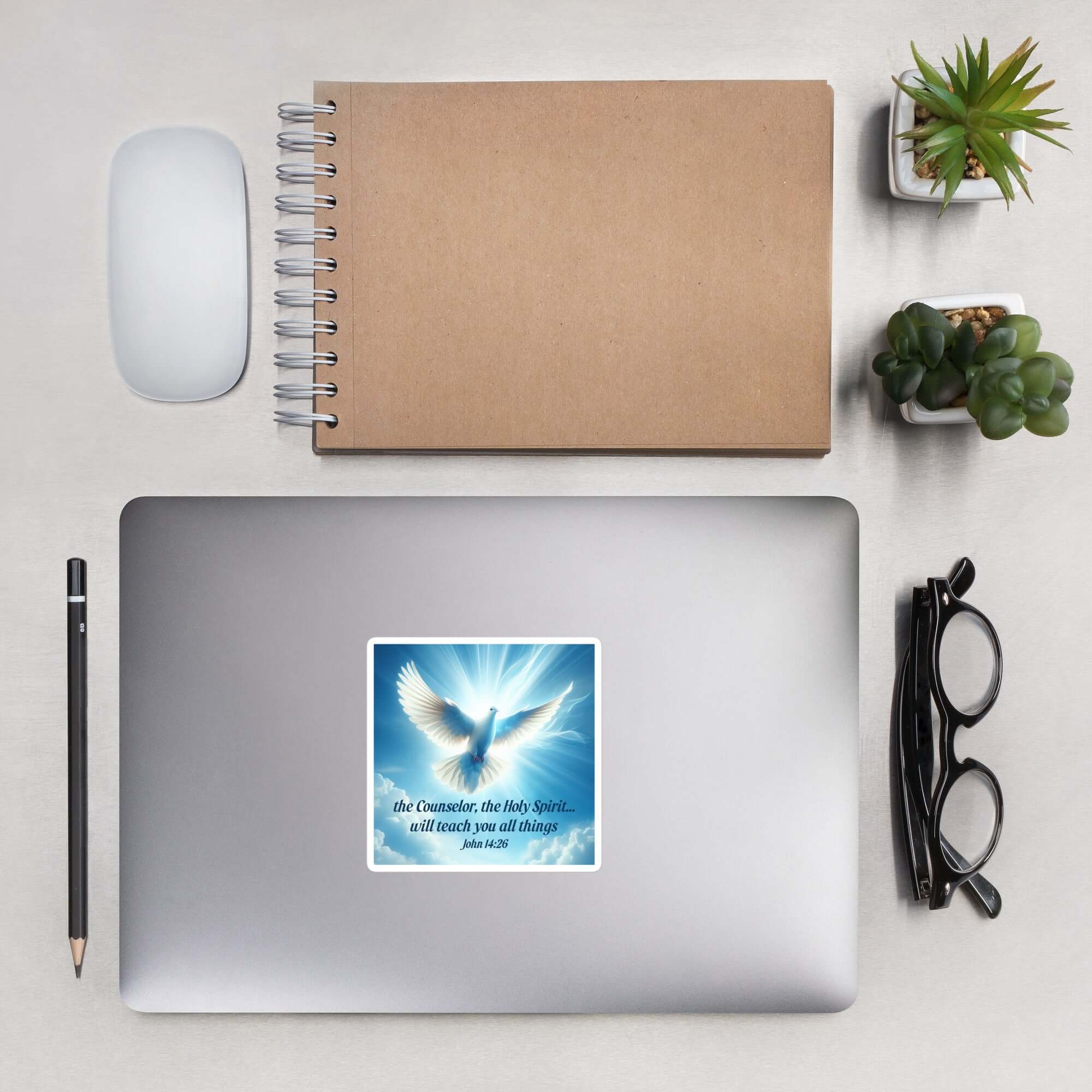 John 14:26 Bible Verse, Holy Spirit Dove Kiss-Cut Sticker Stationery 4″×4″