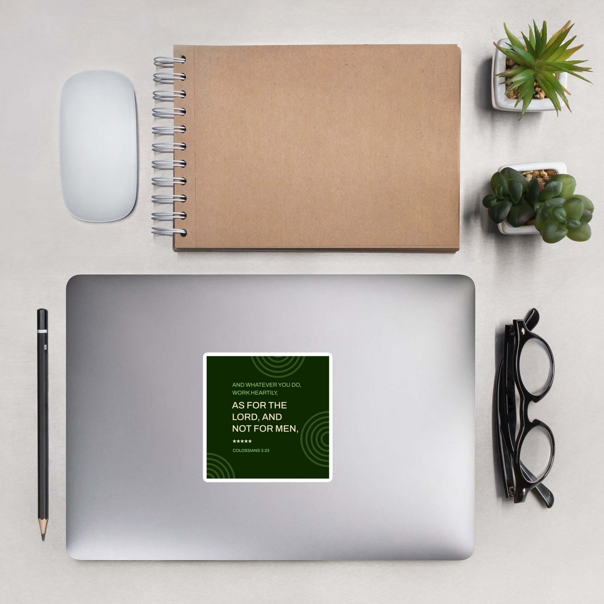 Colossians 3:23 Bible Verse, not for men Kiss-Cut Sticker Stationery 4″×4″