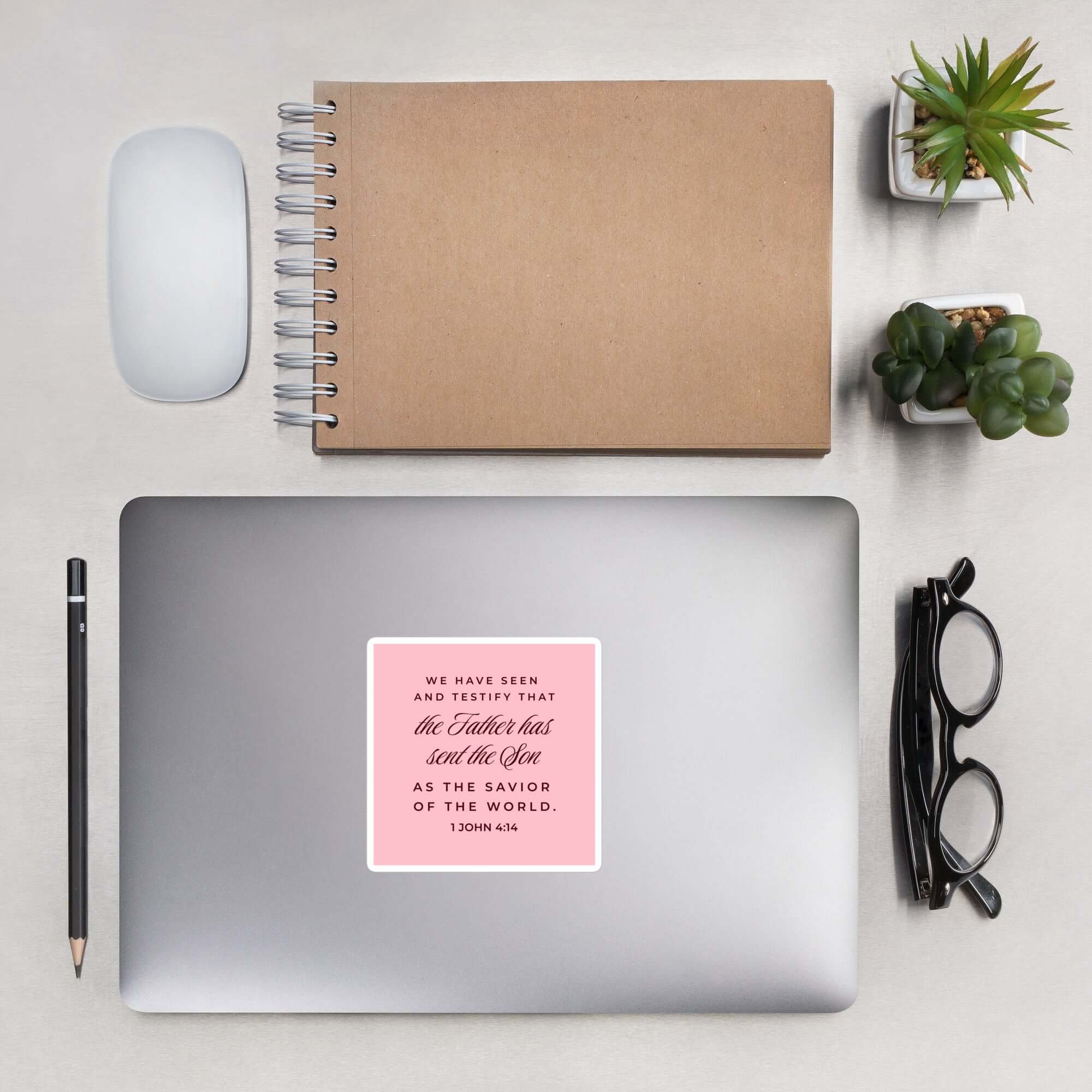 1 John 4:14 Bible Verse, We have seen Kiss-Cut Sticker Stationery 4″×4″