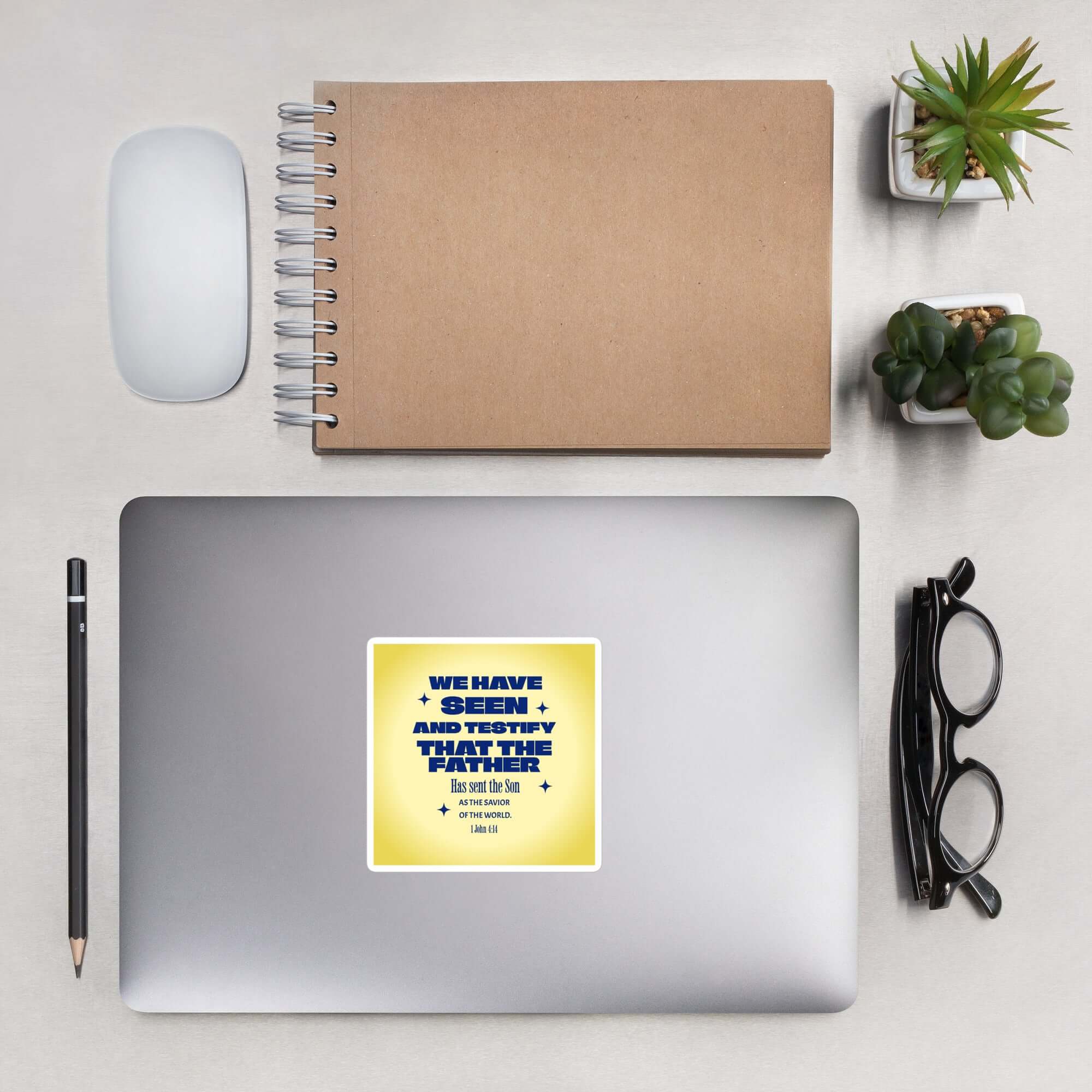 1 John 4:14 Bible Verse, Savior of the world Kiss-Cut Sticker Stationery 4″×4″