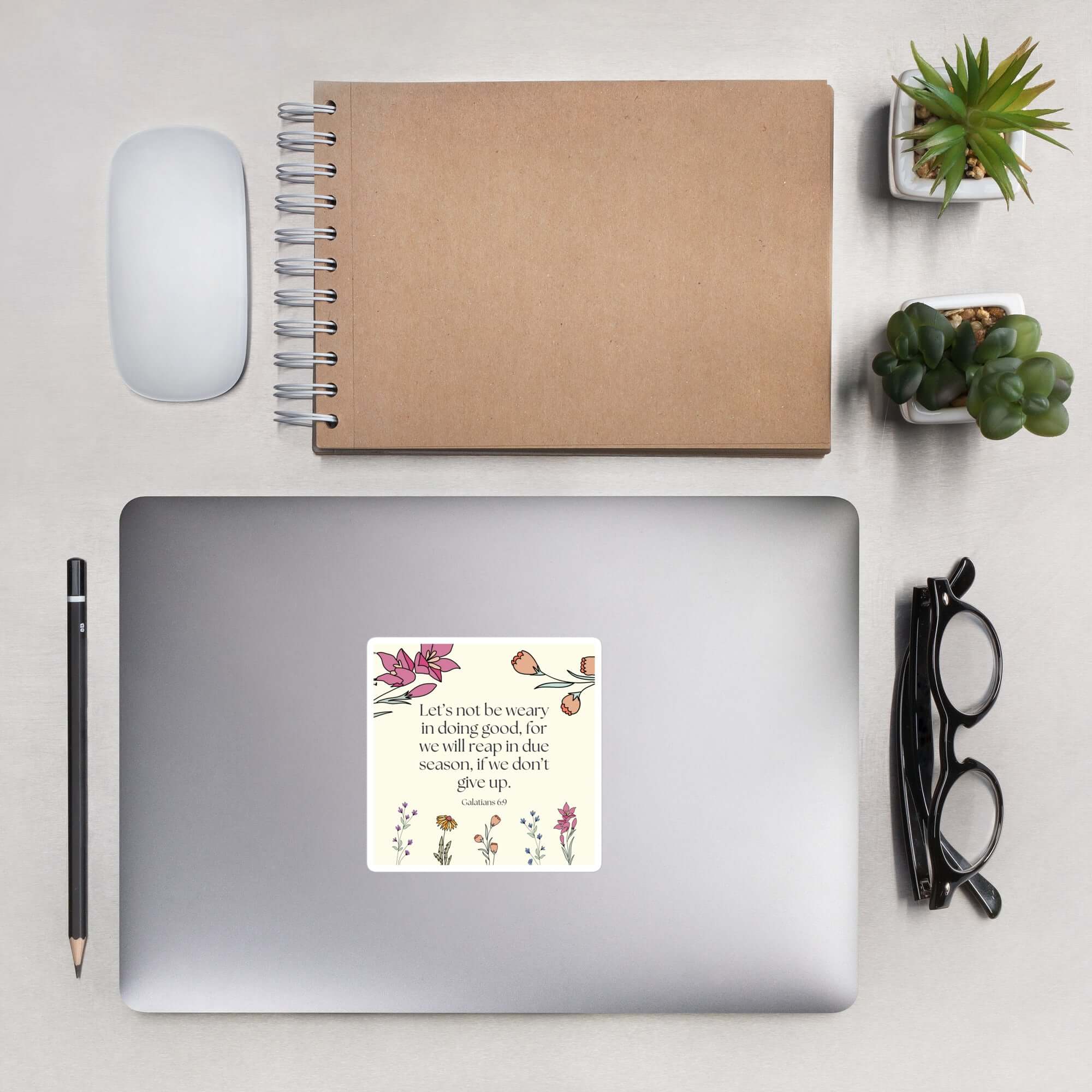 Galatians 6:9 Bible Verse, in doing good Kiss-Cut Sticker Stationery 4″×4″