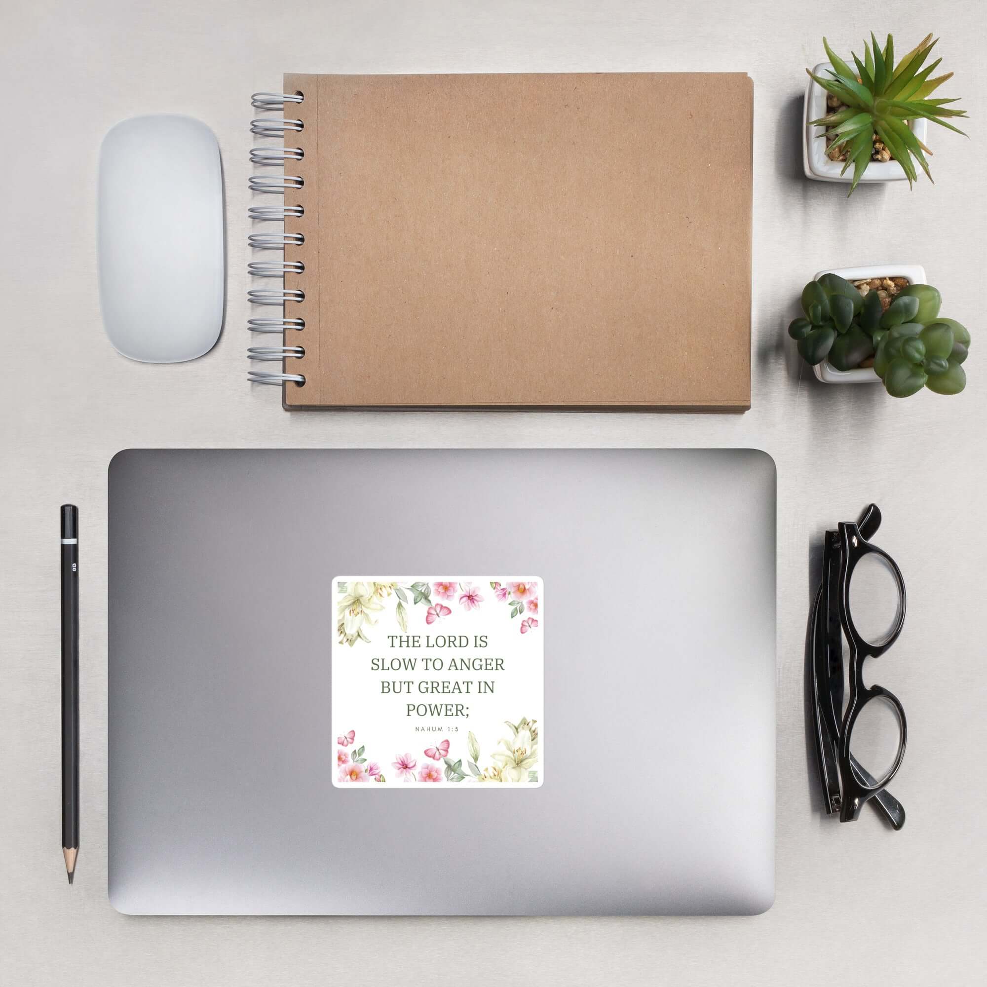 Nahum 1:3 Bible Verse, slow to anger Kiss-Cut Sticker Stationery 4″×4″