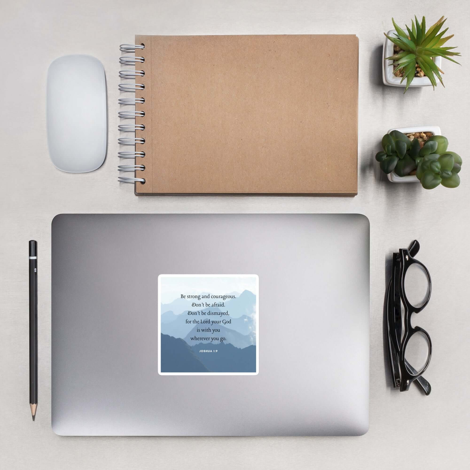 Joshua 1:9 Bible Verse, Courageous Kiss-Cut Sticker Stationery 4″×4″