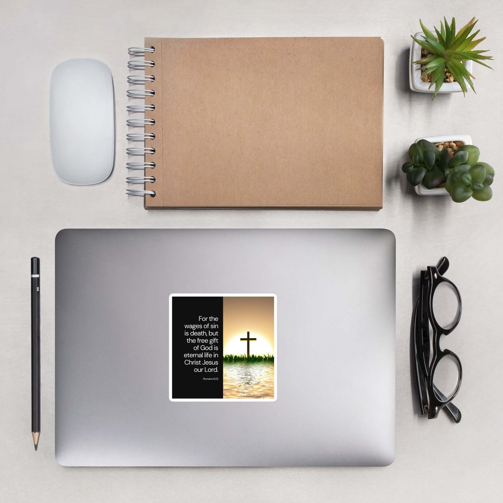 Romans 6:23 Bible Verse, the wages Kiss-Cut Sticker Stationery 4″×4″