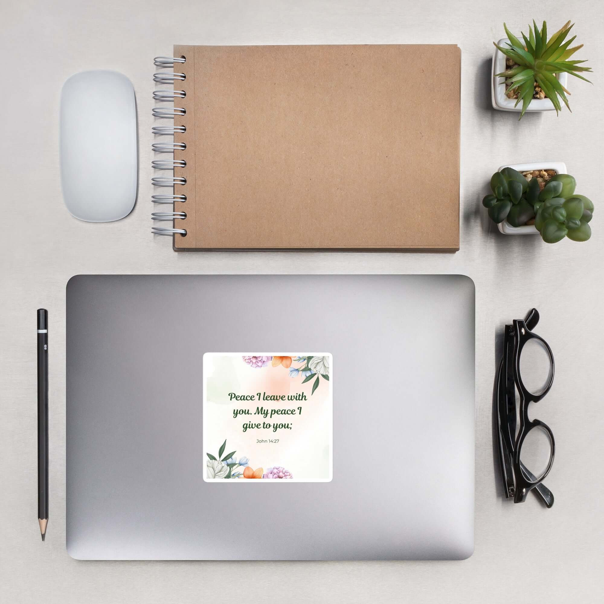 John 14:27 Bible Verse, with you Kiss-Cut Sticker Stationery 4″×4″