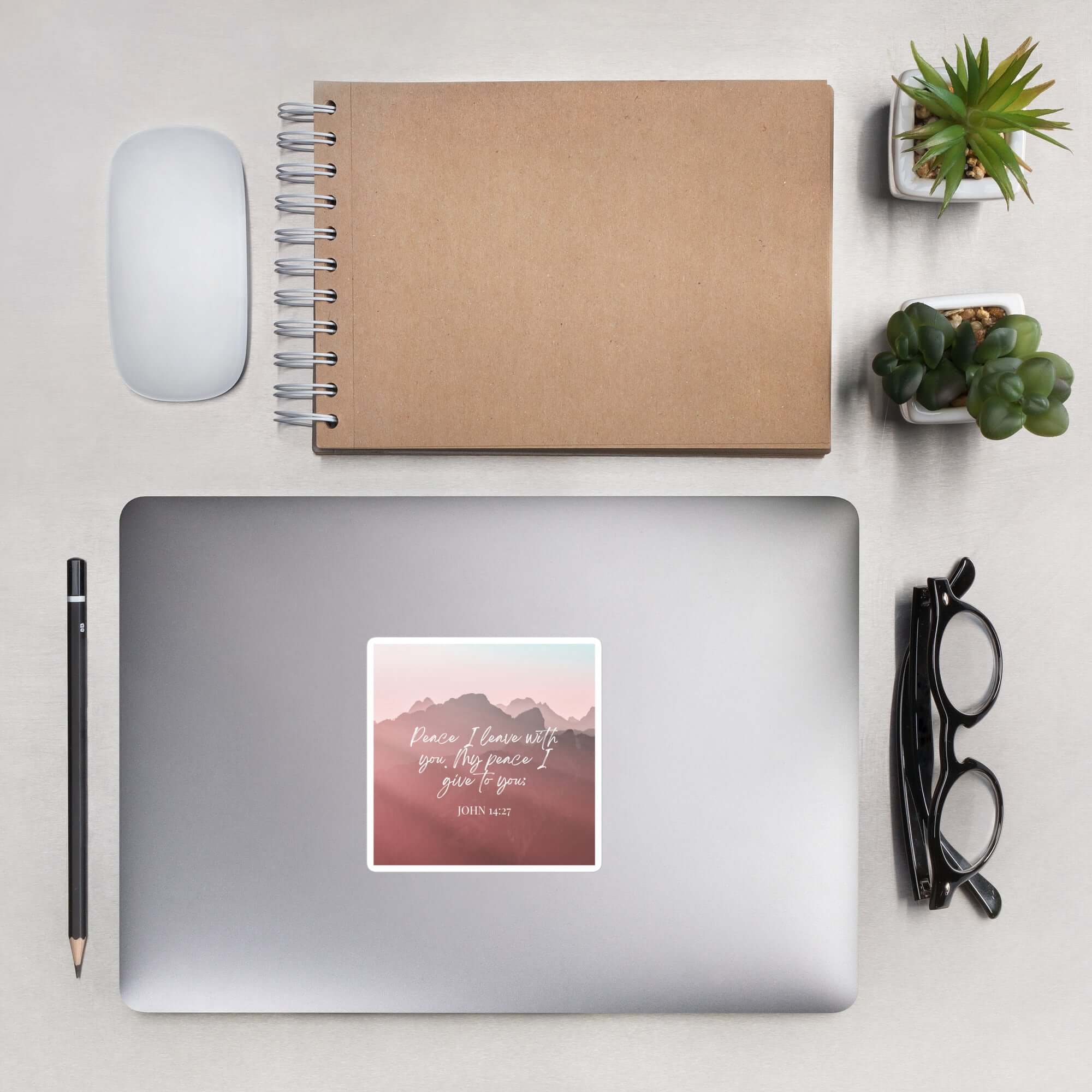 John 14:27 Bible Verse, I give you Kiss-Cut Sticker Stationery 4″×4″