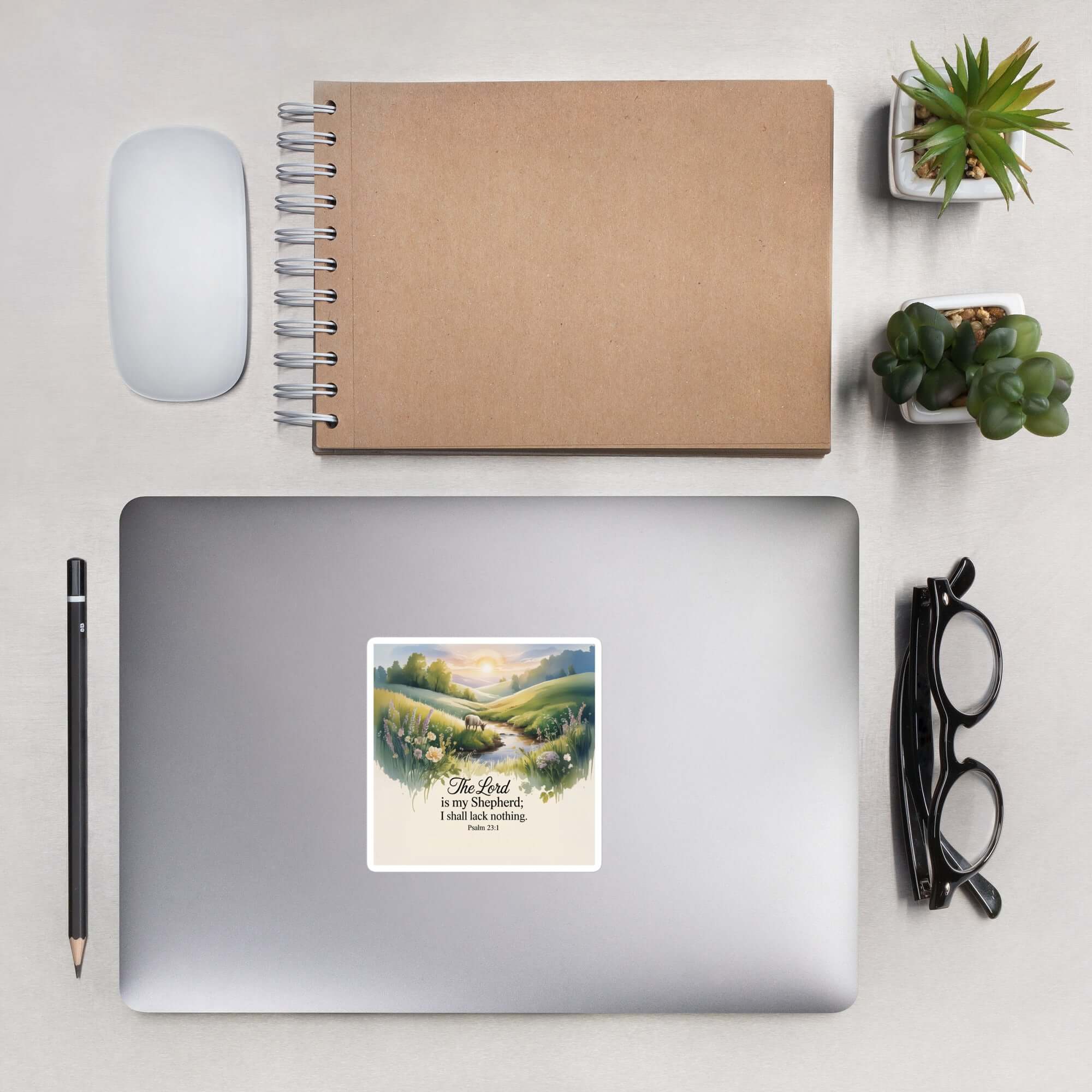 Psalm 23:1 Bible Verse, Lord Kiss-Cut Sticker 4″×4″