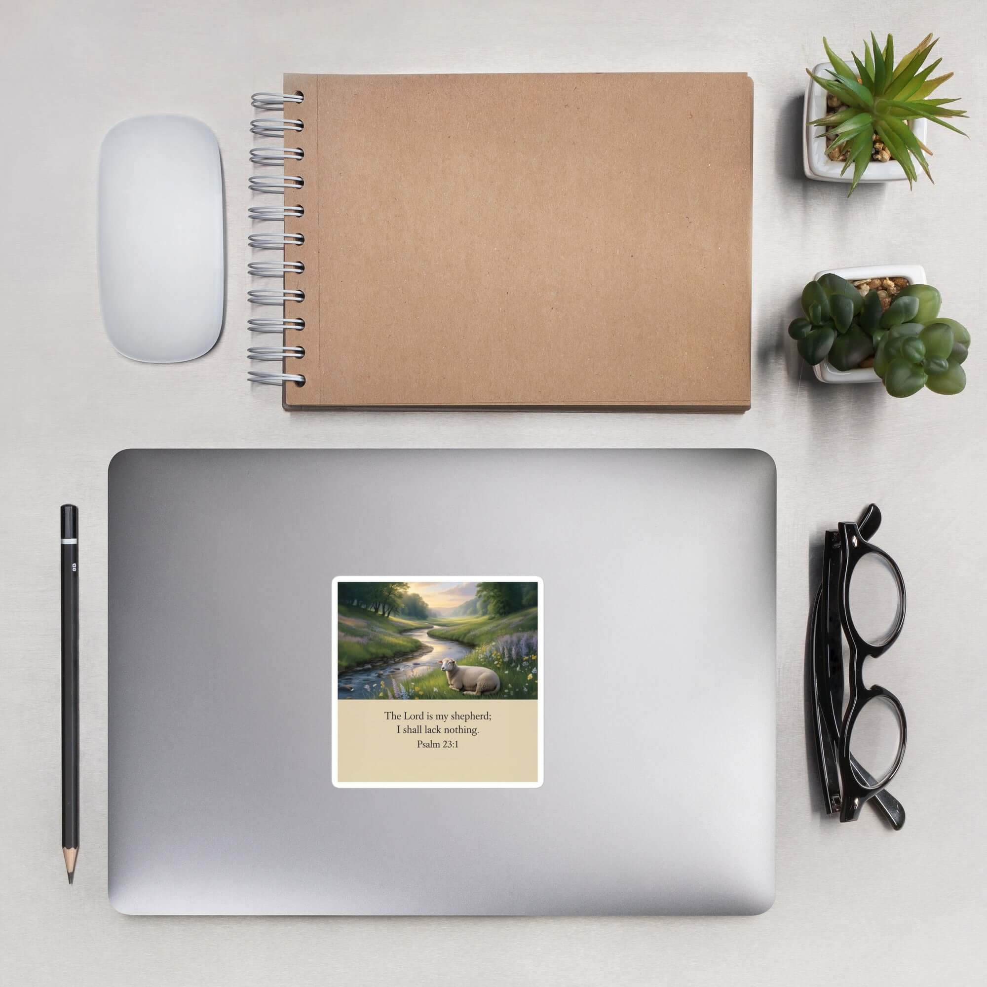 Psalm 23:1 Bible Verse, I shall Kiss-Cut Sticker 4″×4″