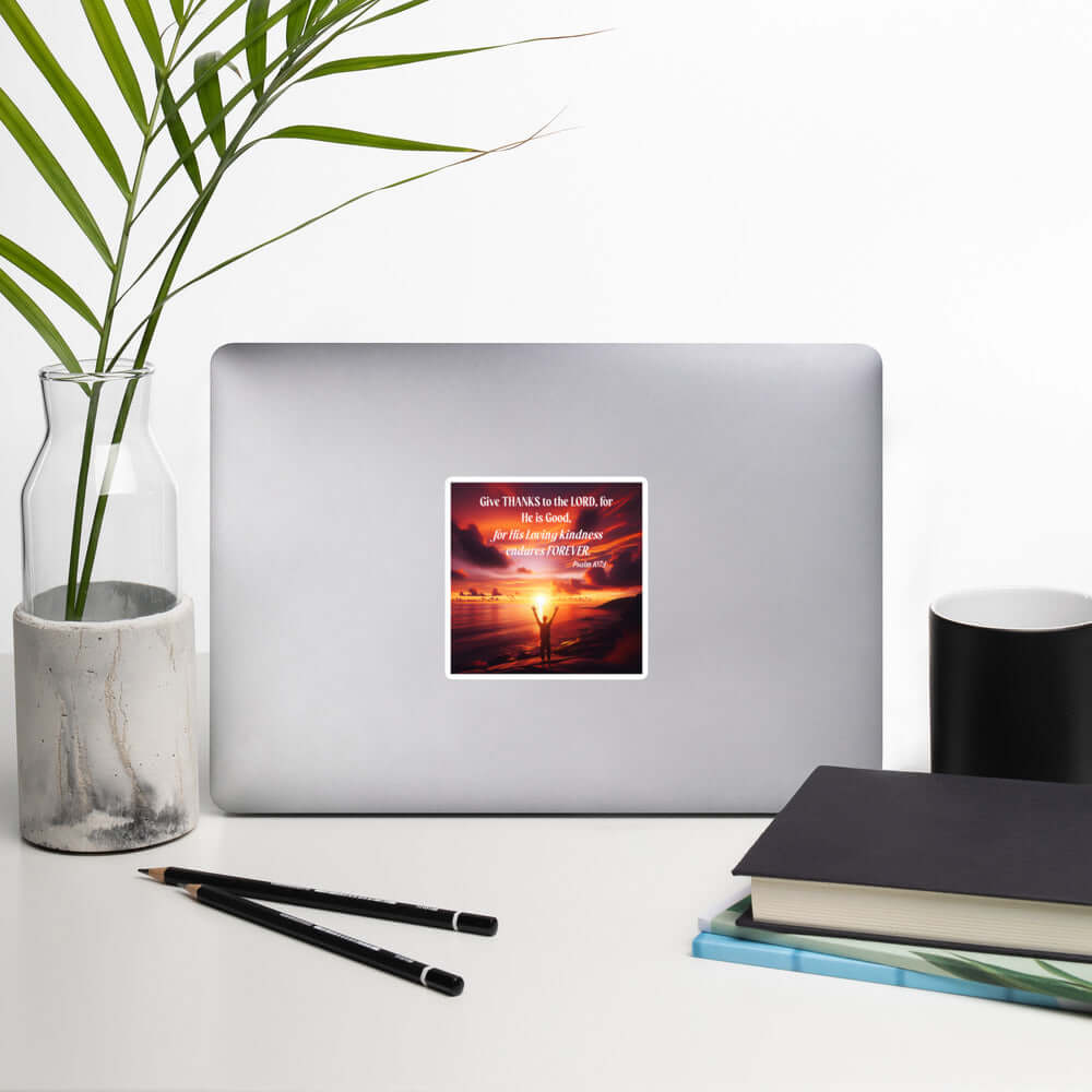 Psalm 107:1 Bible Verse, Give Thanks to the Lord Kiss-Cut Sticker Stationery