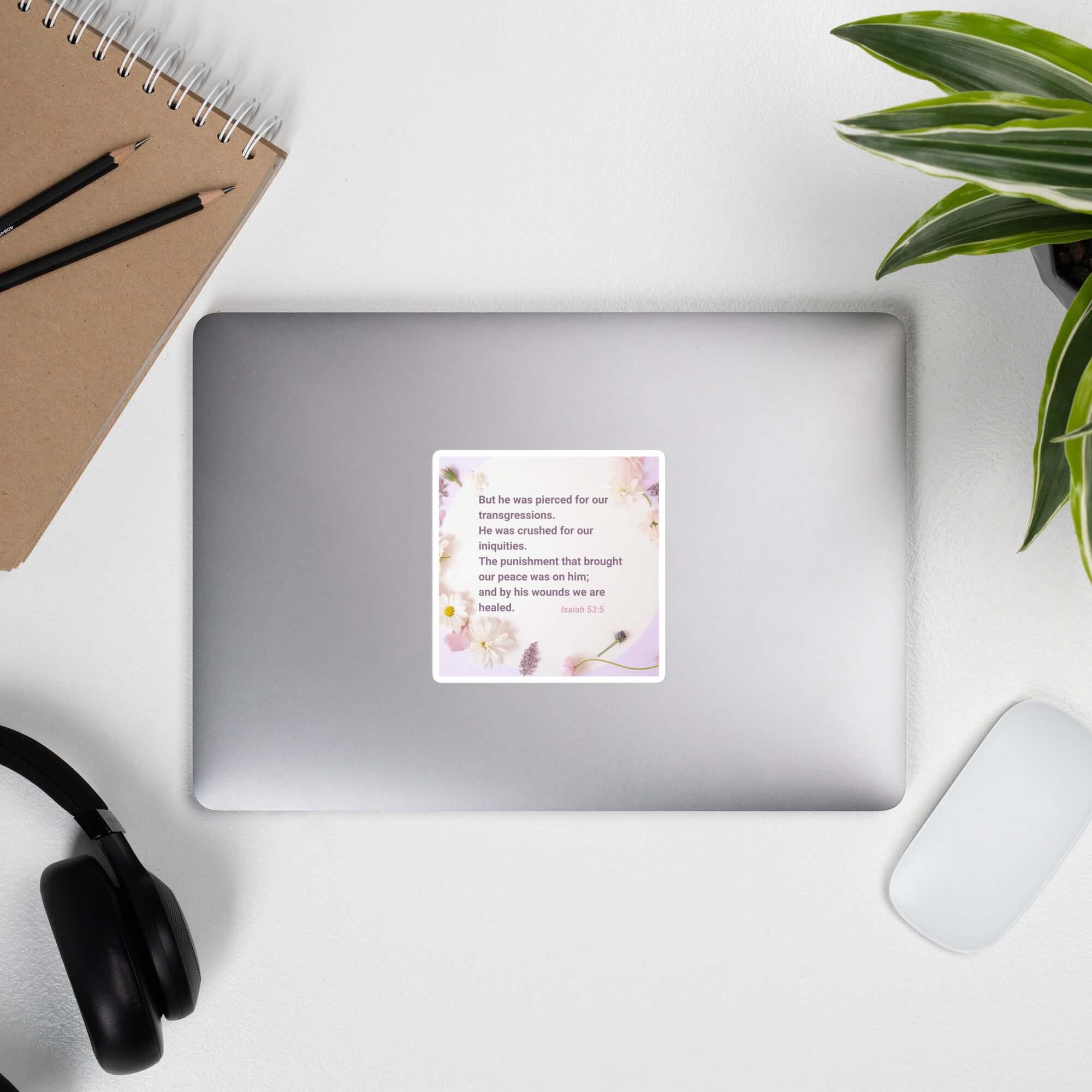 Isaiah 53:5 Bible Verse, by his wounds Kiss-Cut Sticker Stationery
