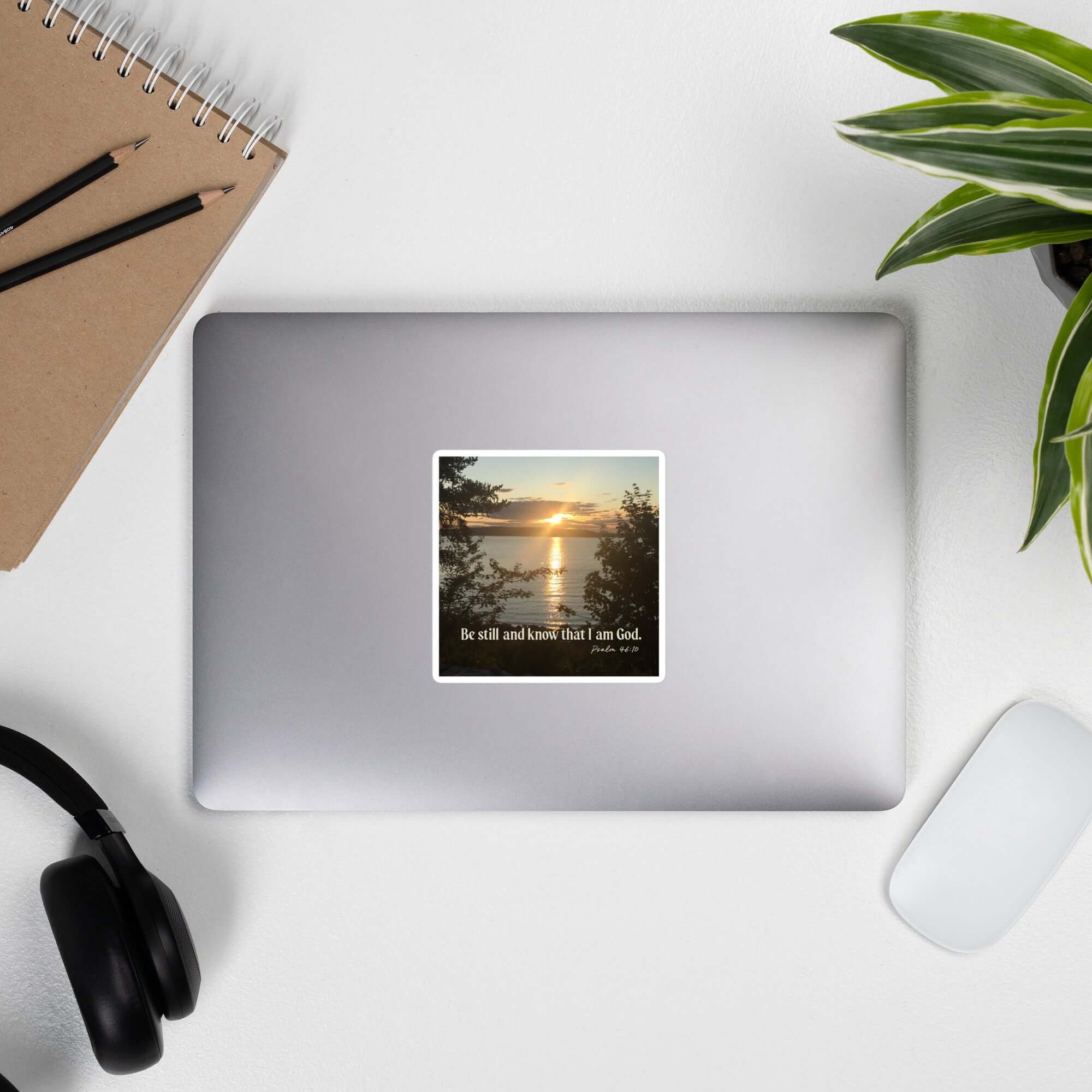 Psalm 46:10 Bible Verse, Sunset Glory Kiss-Cut Sticker Stationery