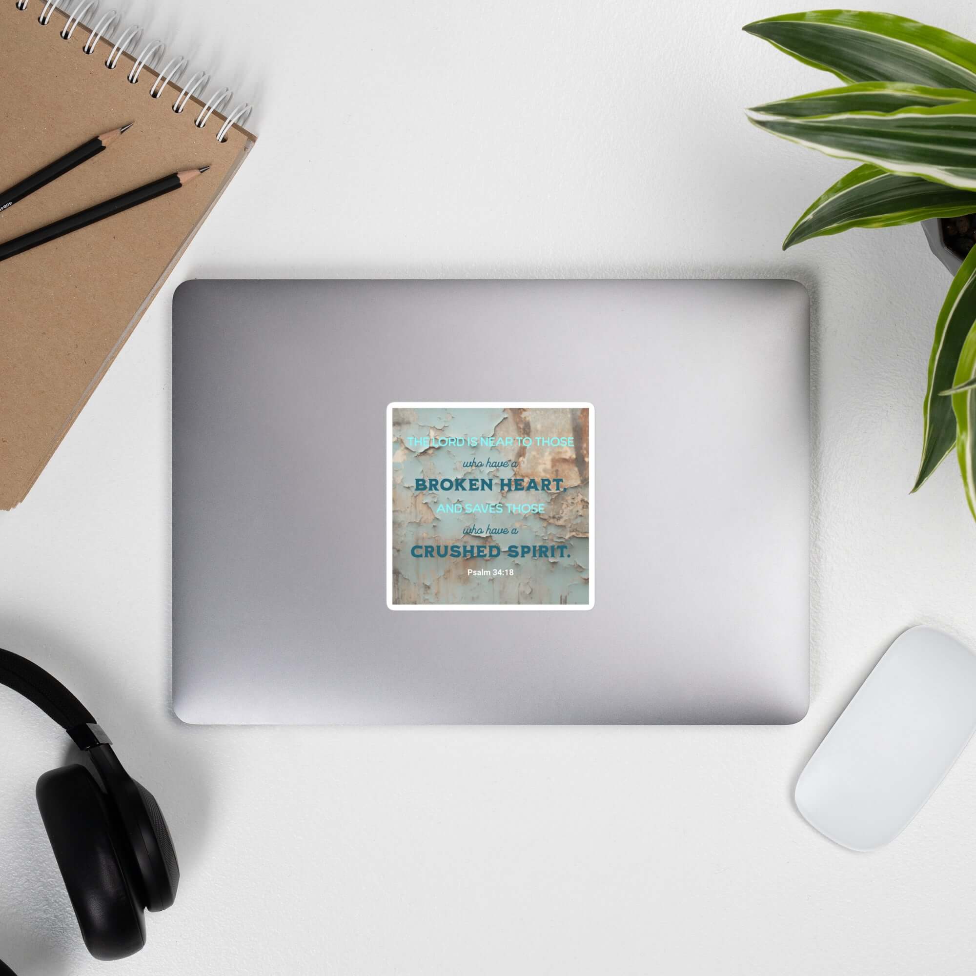 Psalm 34:18 Bible Verse, The LORD is Near Kiss-Cut Sticker Stationery