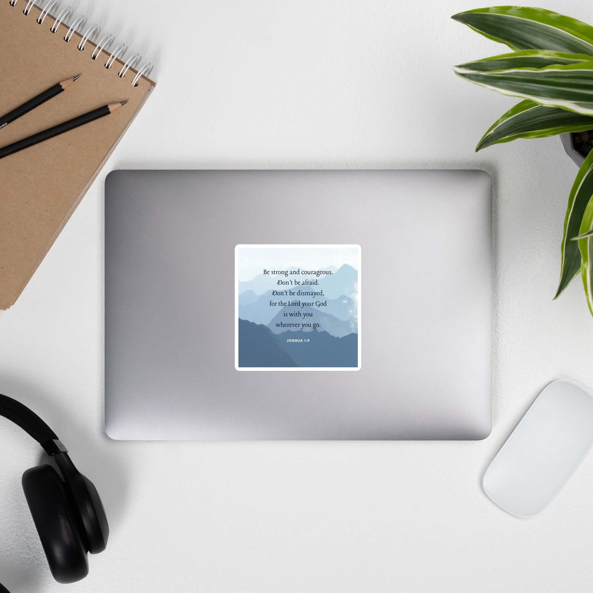 Joshua 1:9 Bible Verse, Courageous Kiss-Cut Sticker Stationery