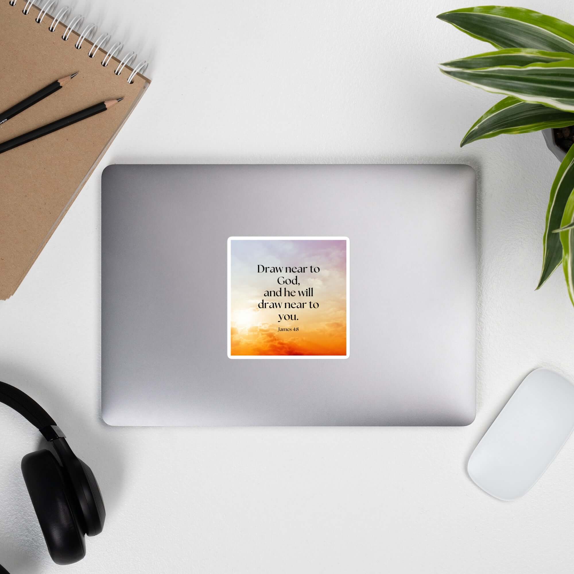 James 4:8 Bible Verse, he will draw Kiss-Cut Sticker Stationery