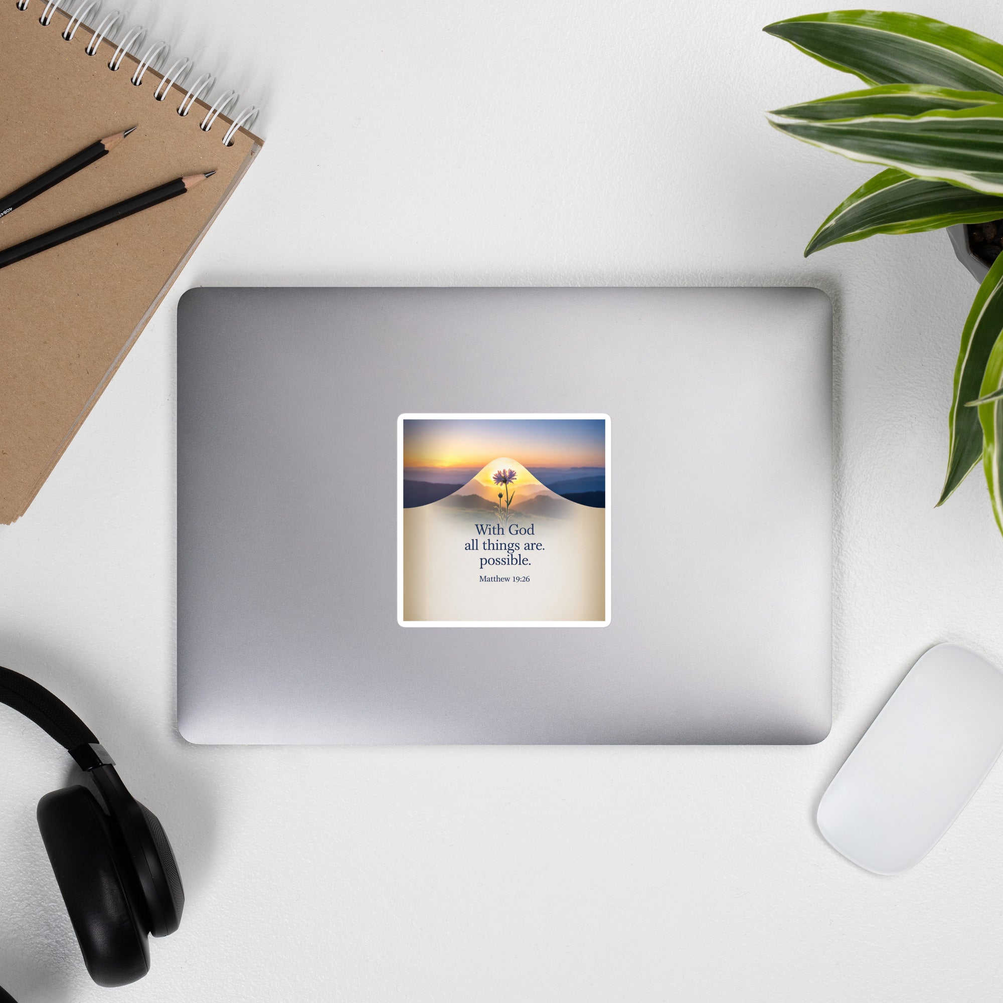 Matthew 19:26 Bible Verse at them Kiss-Cut Sticker